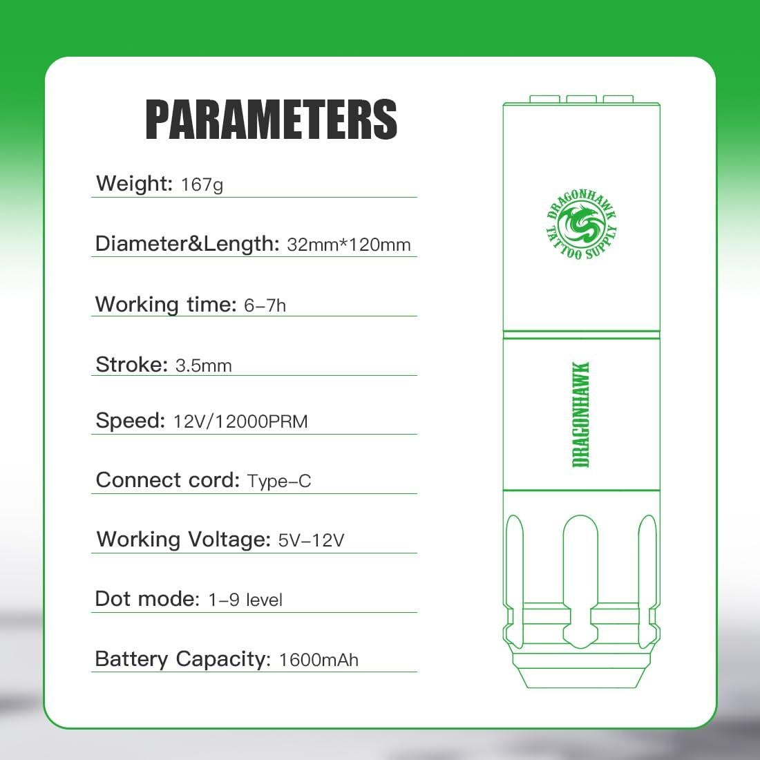 Kit de Tatuaje Inalámbrico Dragonhawk A1 para Principiantes