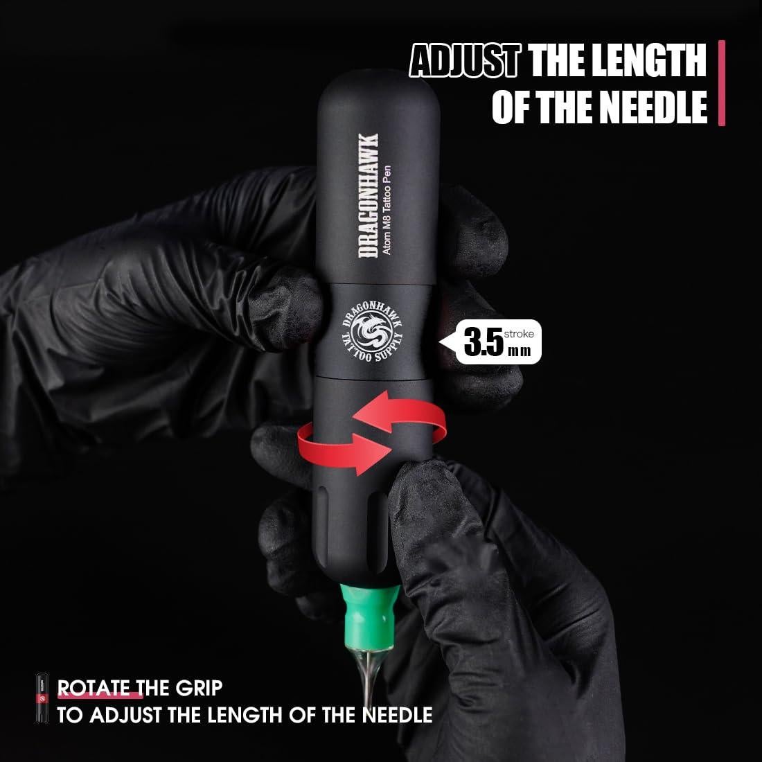 Kit de Tatuaje Inalámbrico Dragonhawk con 50 Agujas y Tinta