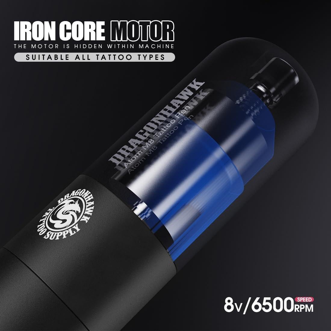 Kit de Tatuaje Inalámbrico Dragonhawk con 50 Agujas y Tinta