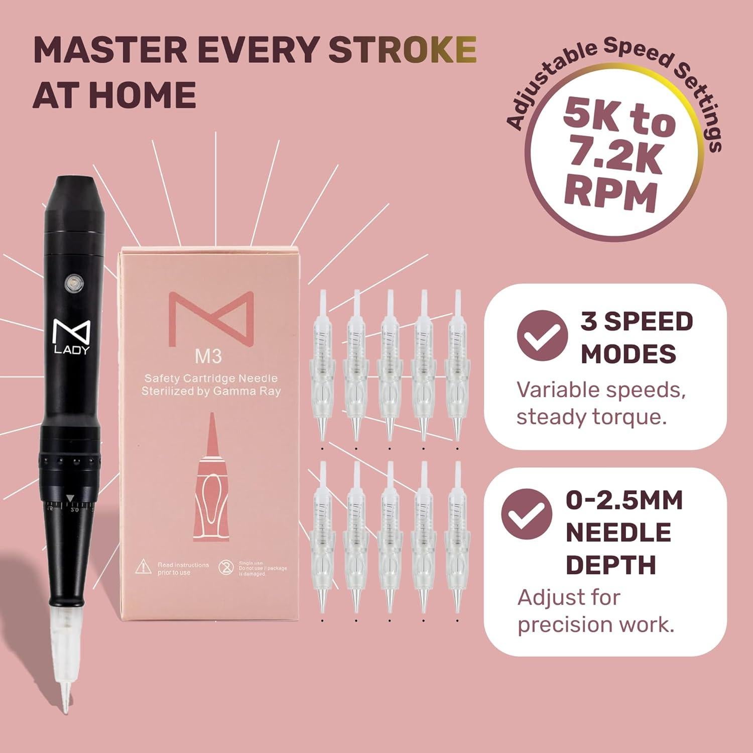 Máquina de Maquillaje Permanente Inalámbrica Mellie Rosa