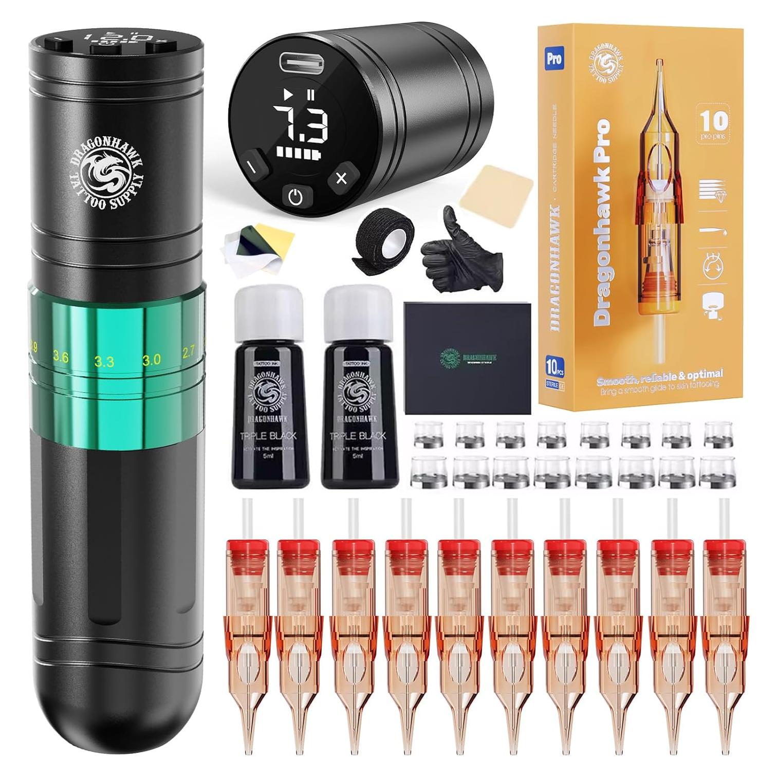 Kit de Tatuaje Inalámbrico Dragonhawk A2 con 2 Baterías