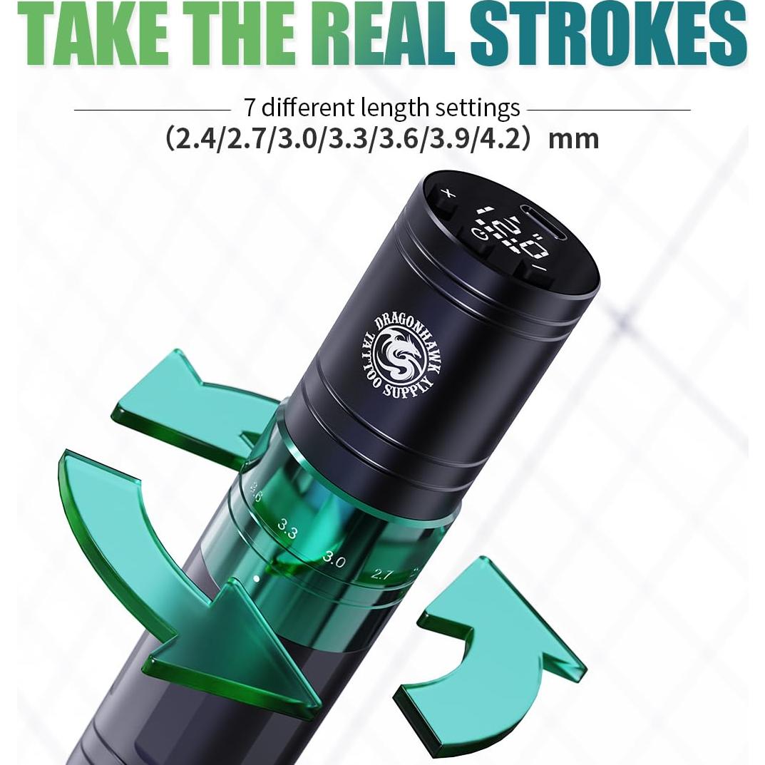 Kit de Tatuaje Inalámbrico Dragonhawk A2 con 2 Baterías