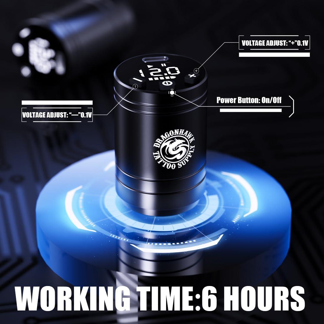 Kit de Tatuaje Inalámbrico Dragonhawk A2 con 2 Baterías