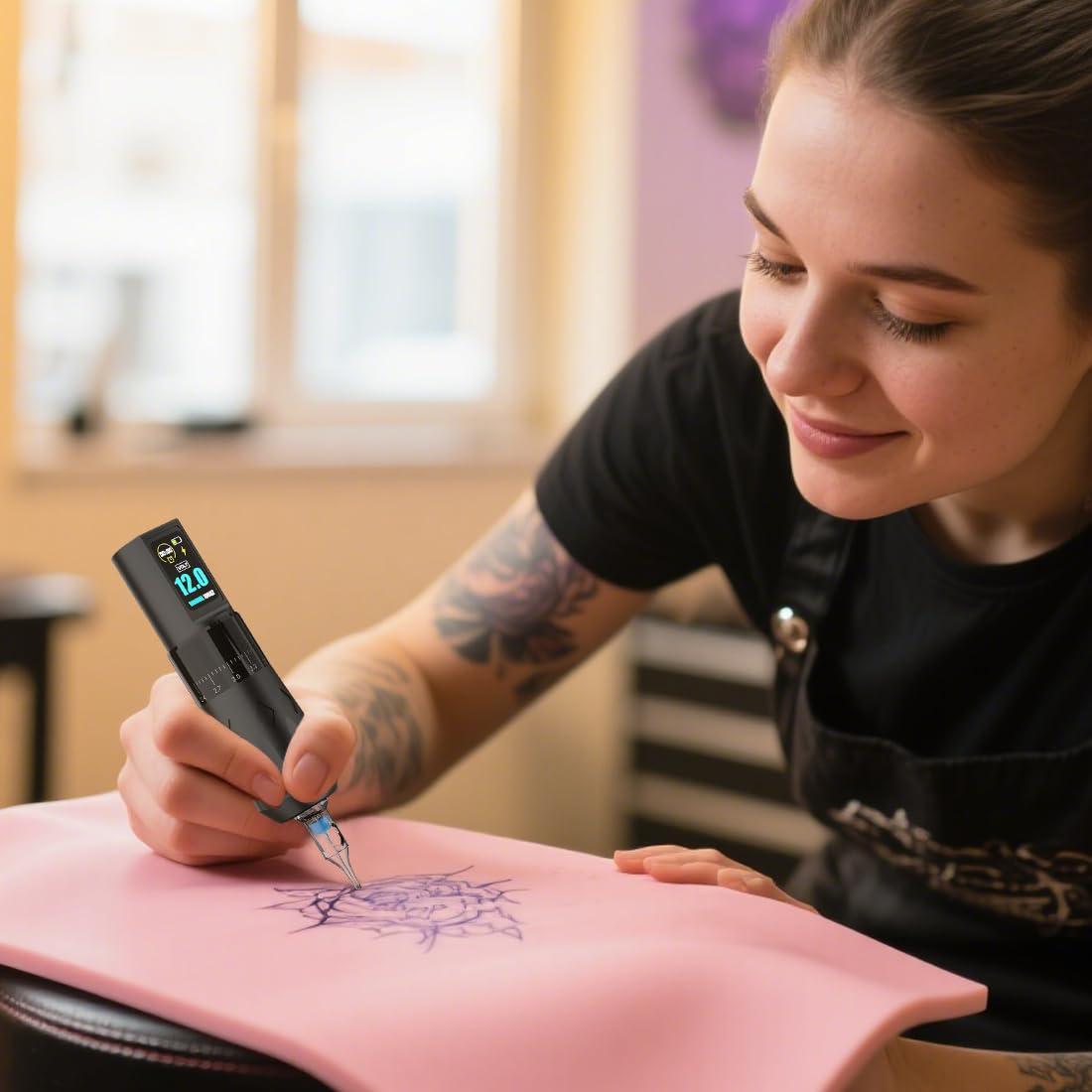 Kit de Tatuaje KVM con 2 Baterías y 20 Cartuchos de Tinta