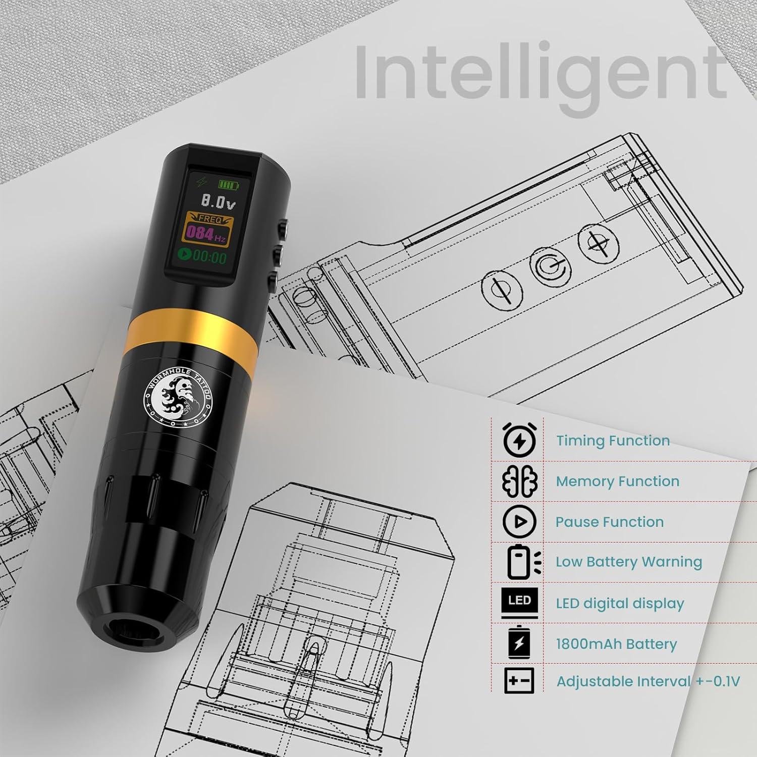 Máquina de Tatuaje Inalámbrica Wormhole HP73-A 1800mAh LED