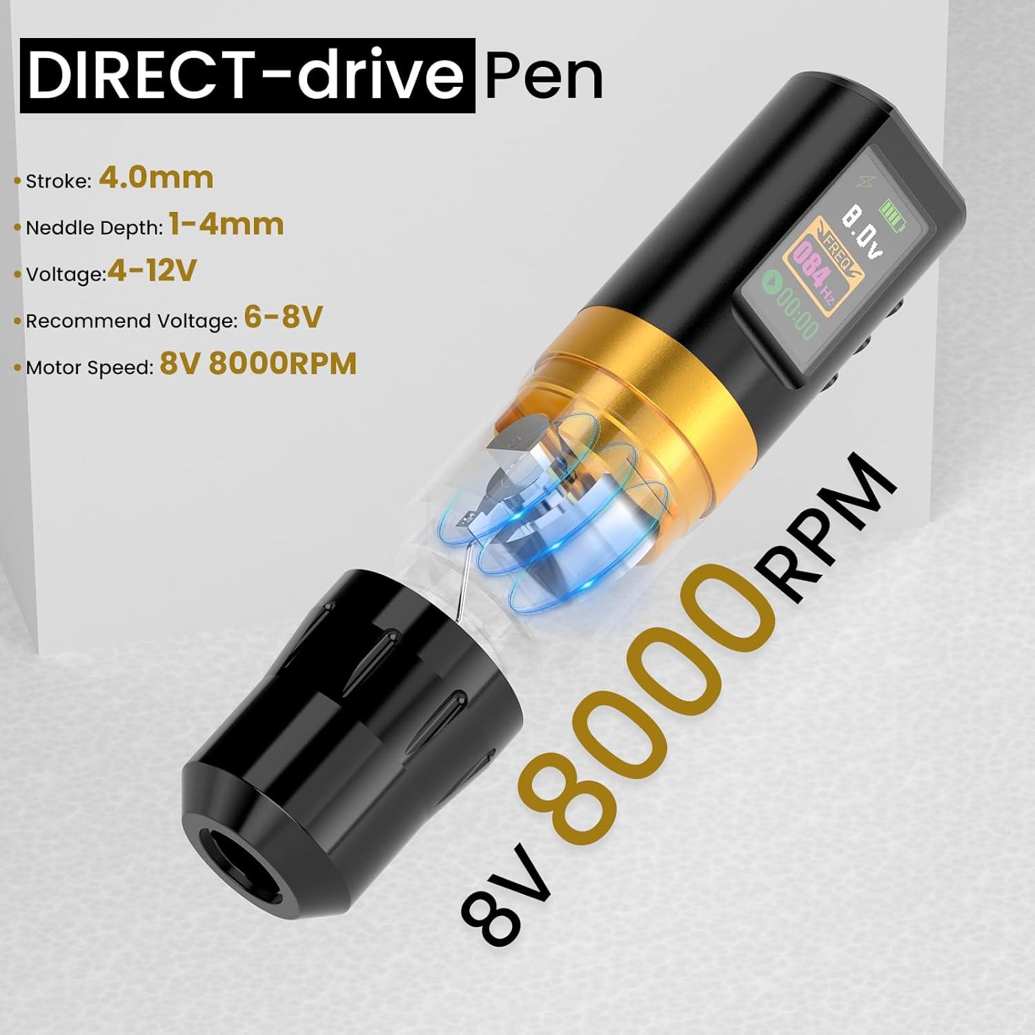 Máquina de Tatuaje Inalámbrica Wormhole HP73-A 1800mAh LED