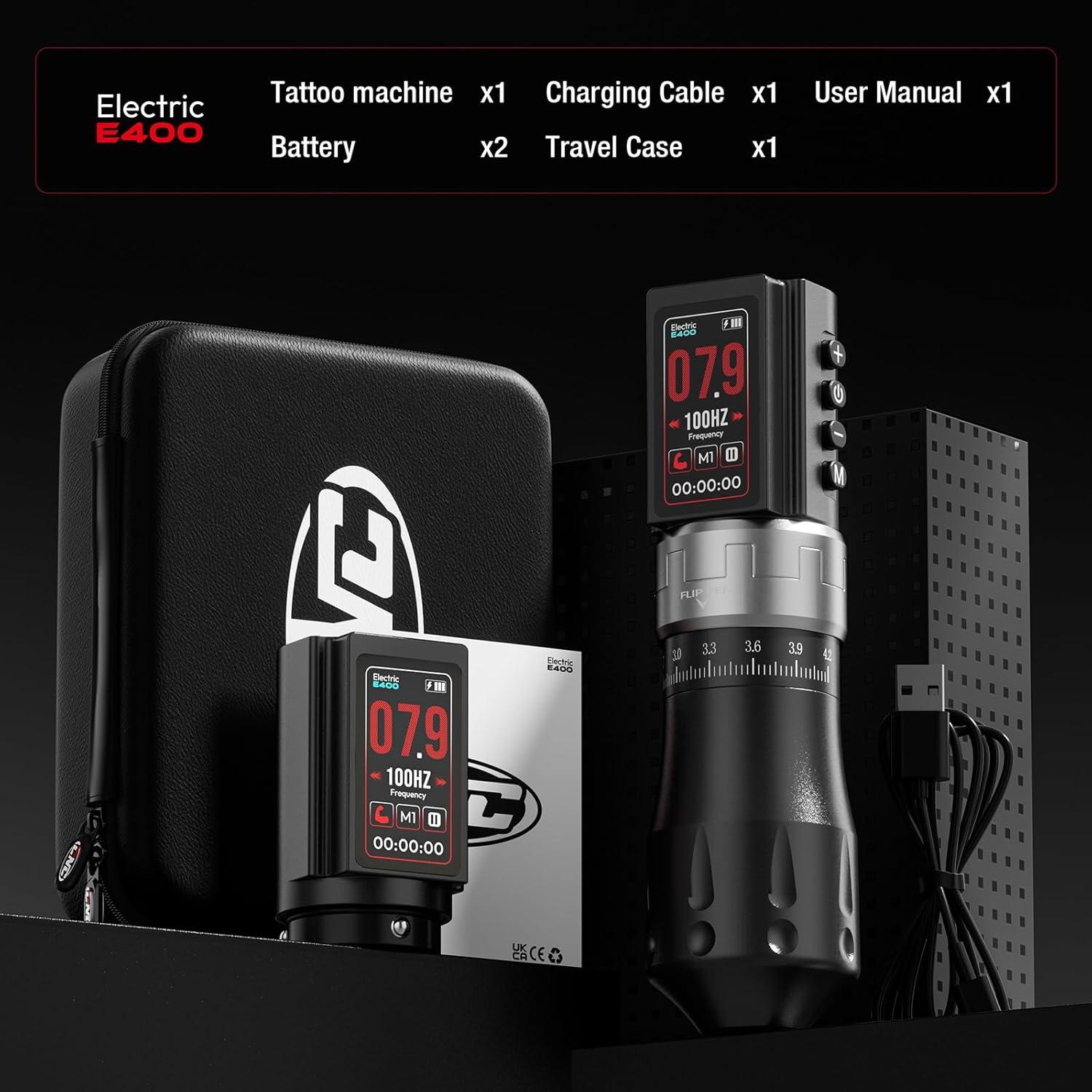 Máquina de Tatuaje Inalámbrica CNC E400 con 2 Baterías 1800mAh