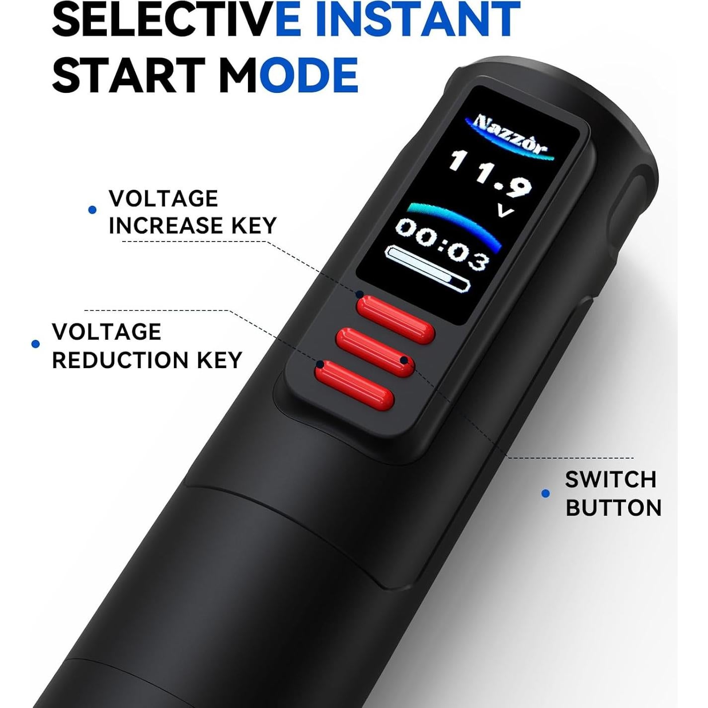 Kit de Tatuaje NAZZOR con Máquina, 2 Baterías 1600mAh y 20 Cartuchos