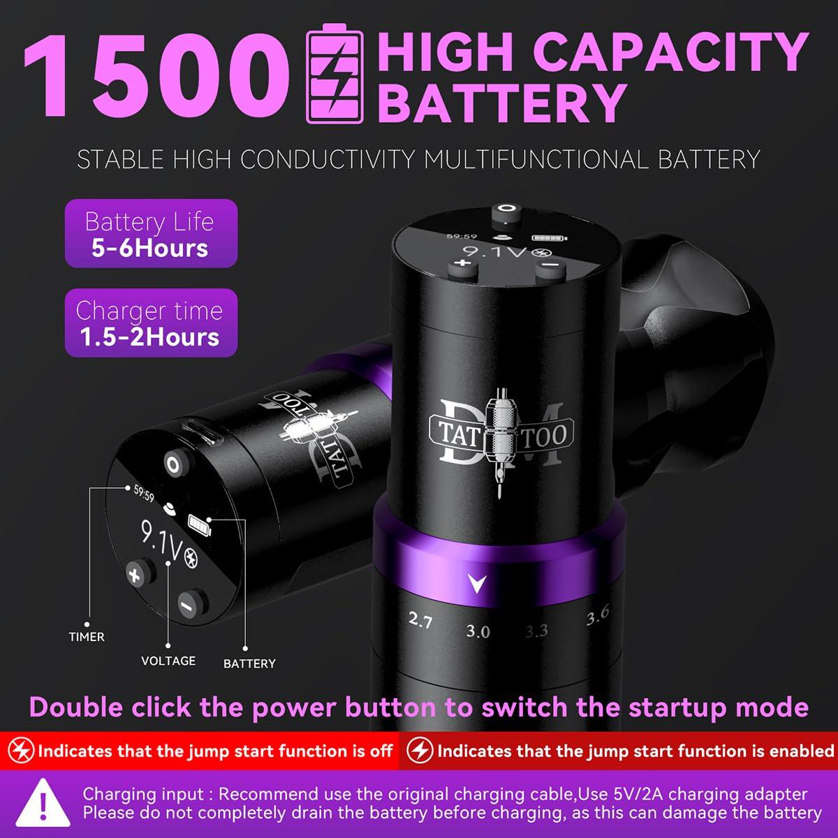 Máquina de Tatuaje Inalámbrica DMTATTOO con Pantalla LED