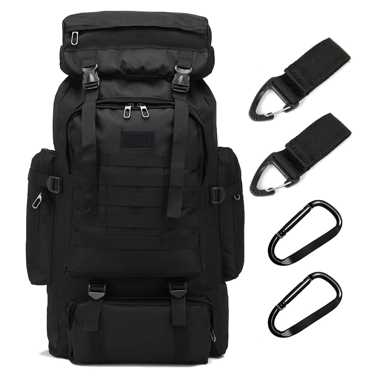 Mochila de Senderismo 70L Impermeable Unisex Negra