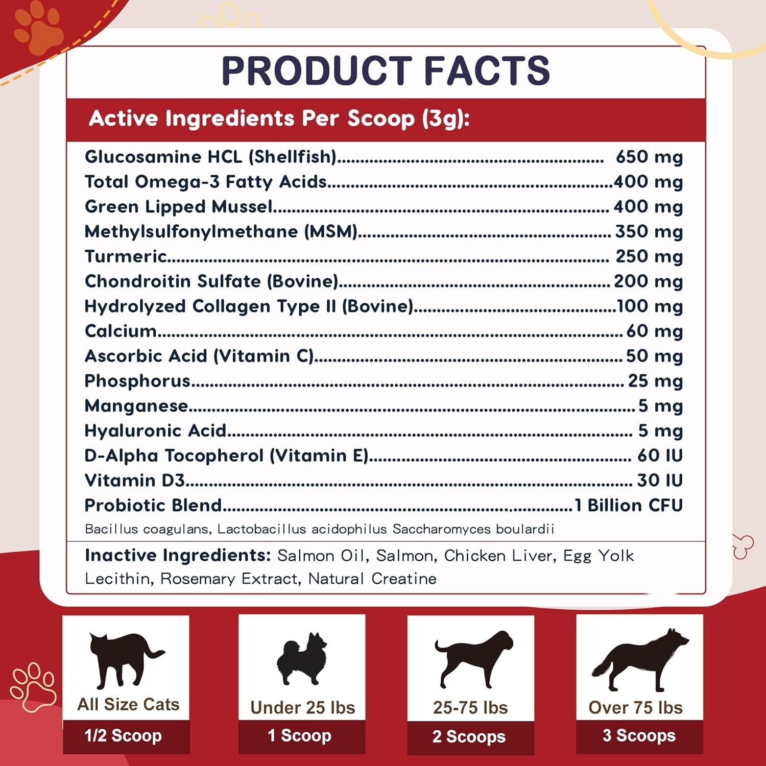 Suplemento Articular para Perros ZEBORA 270g - Glucosamina, Omega-3