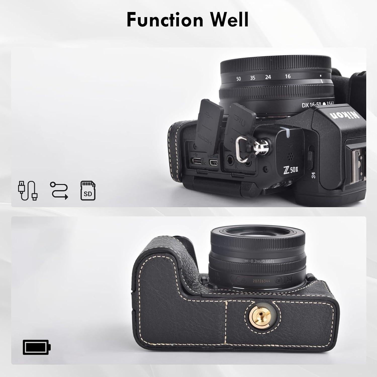 Funda Media Protectora VOVMOEYA para Cámara Nikon Z50 II - PU Retro