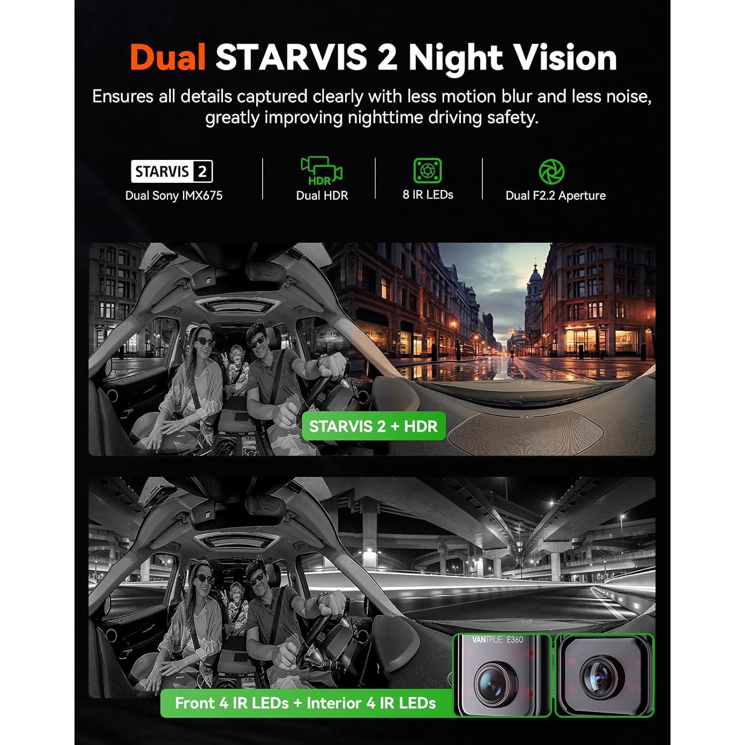 Cámara de Salpicadero Vantrue E360 5.2K Doble Canal 360°