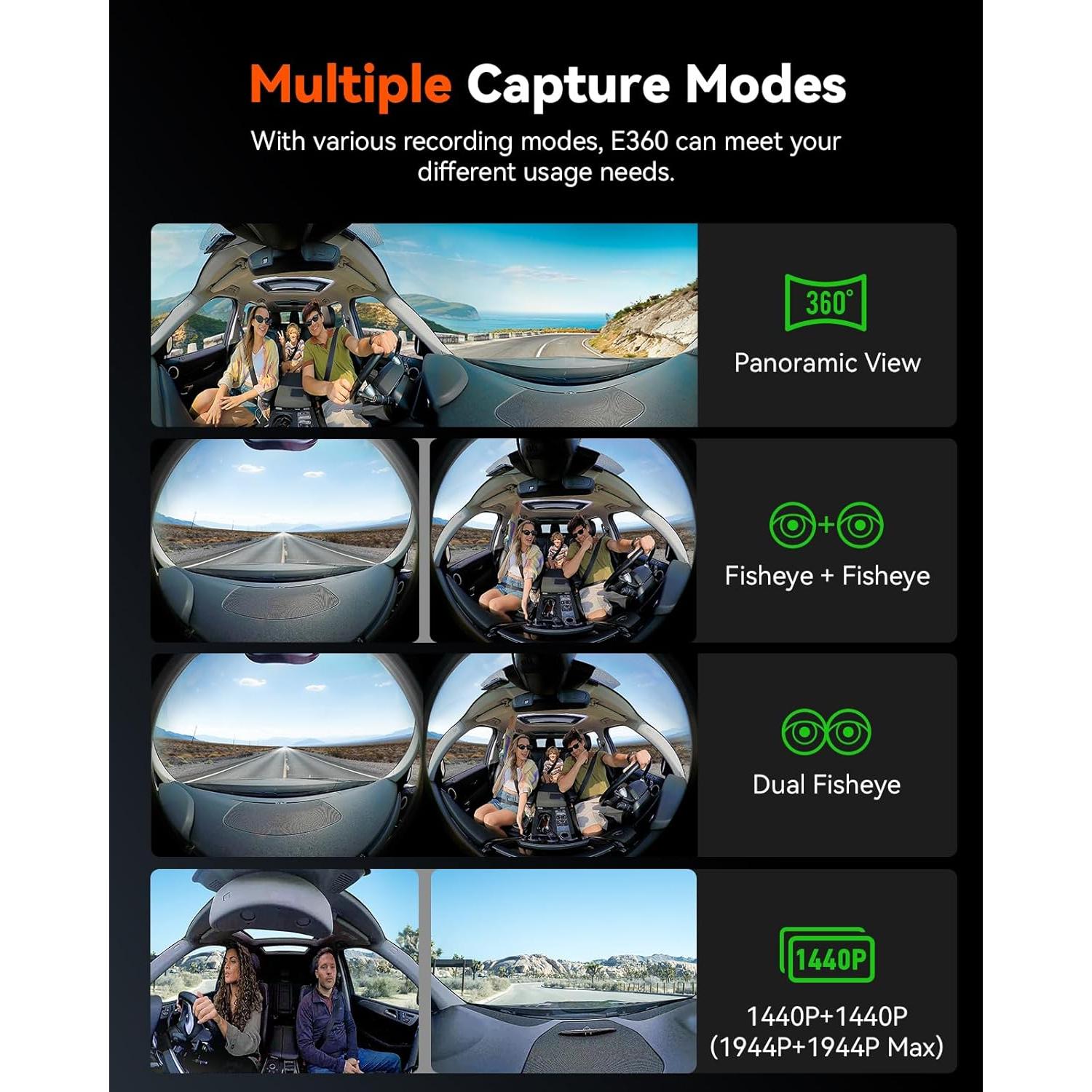 Cámara de Salpicadero Vantrue E360 5.2K Doble Canal 360°