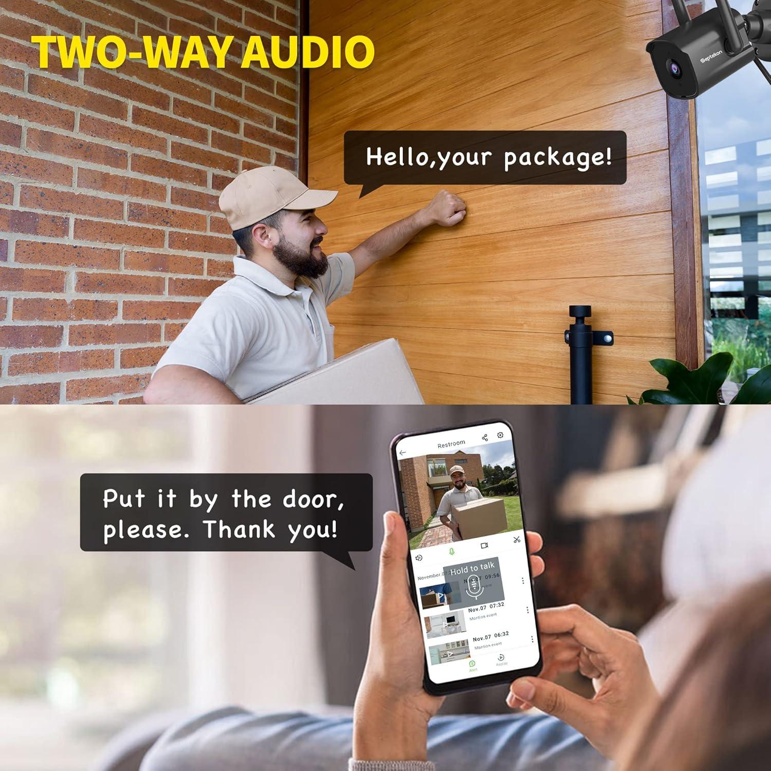 Cámara de Seguridad Exterior Septekon 2K WiFi IP66 con Audio