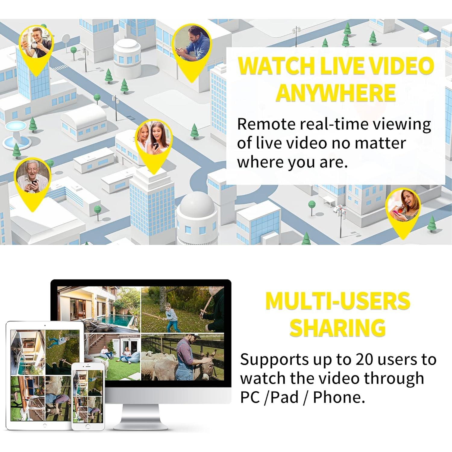 Cámara de Seguridad Exterior Septekon 2K WiFi IP66 con Audio