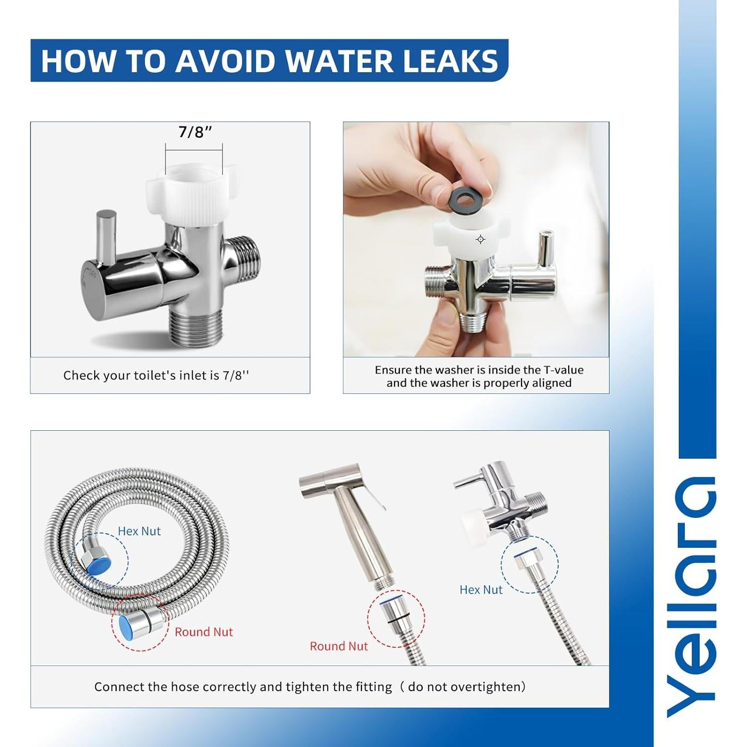 Rociador de Bidet de Mano Yellara - Acero Inoxidable, 1.22m