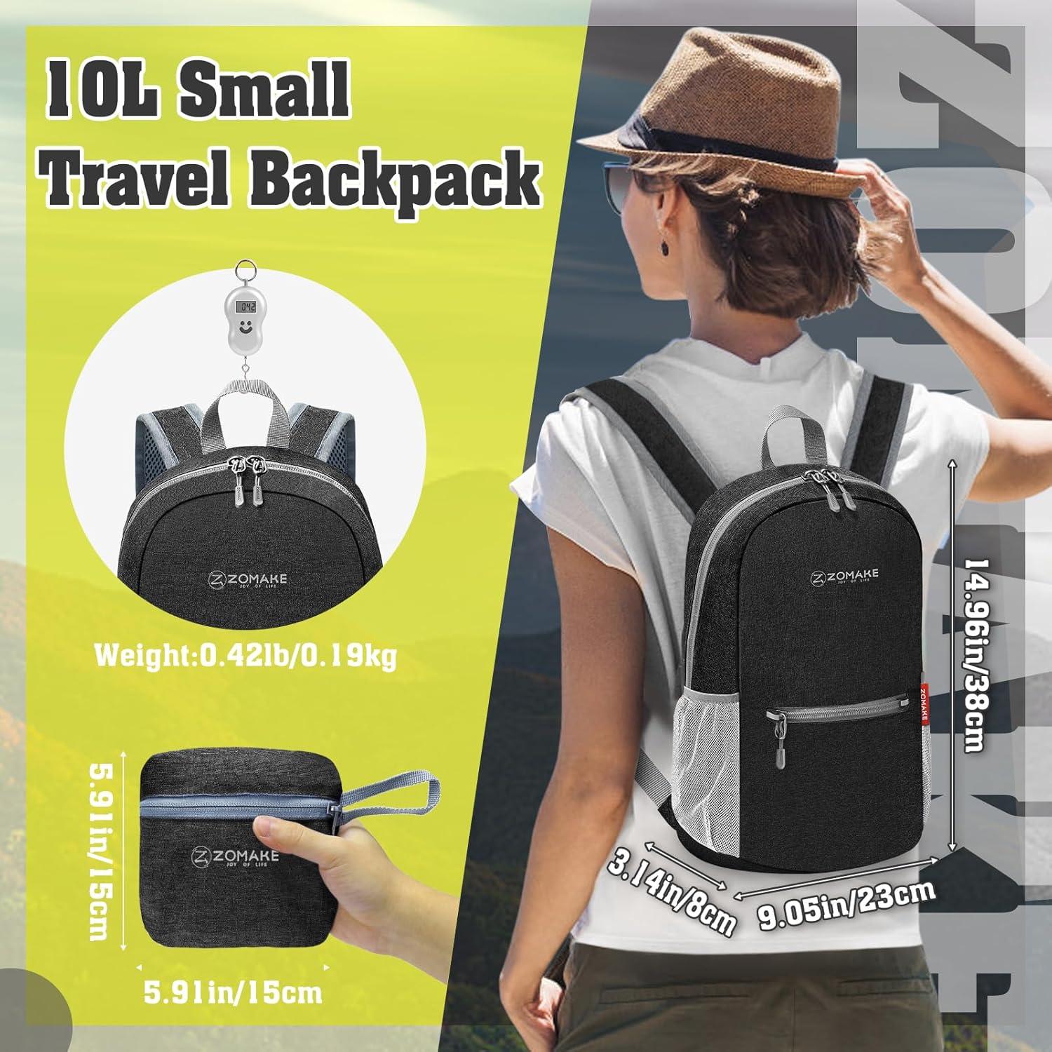 Mochila Plegable ZOMAKE 10L Ultra Ligera para Senderismo