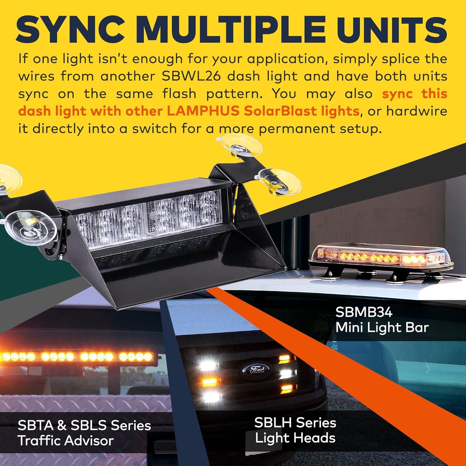 Luz Estroboscópica LED LAMPHUS SBWL26 12W Ámbar 32 Modos
