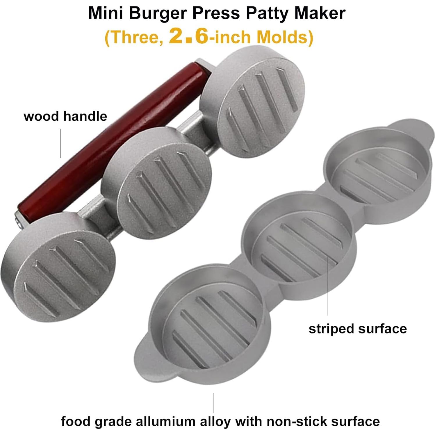 Mini Prensa de Hamburguesas HERMARM 3 Moldes 6.6 cm Antiadherente