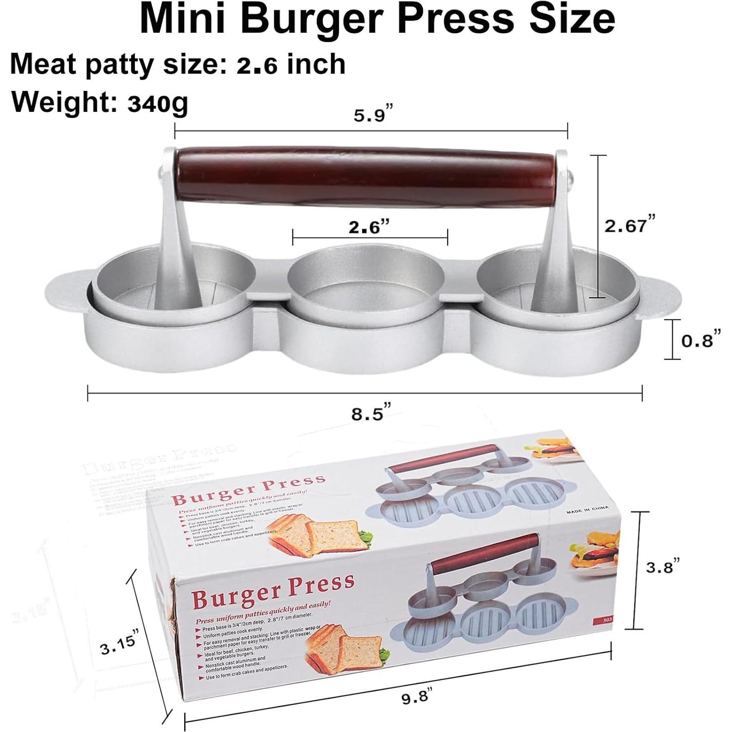 Mini Prensa de Hamburguesas HERMARM 3 Moldes 6.6 cm Antiadherente