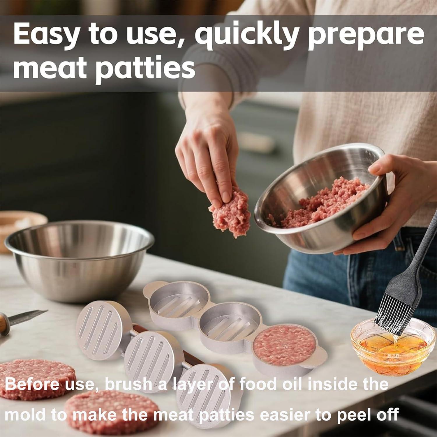 Mini Prensa de Hamburguesas HERMARM 3 Moldes 6.6 cm Antiadherente