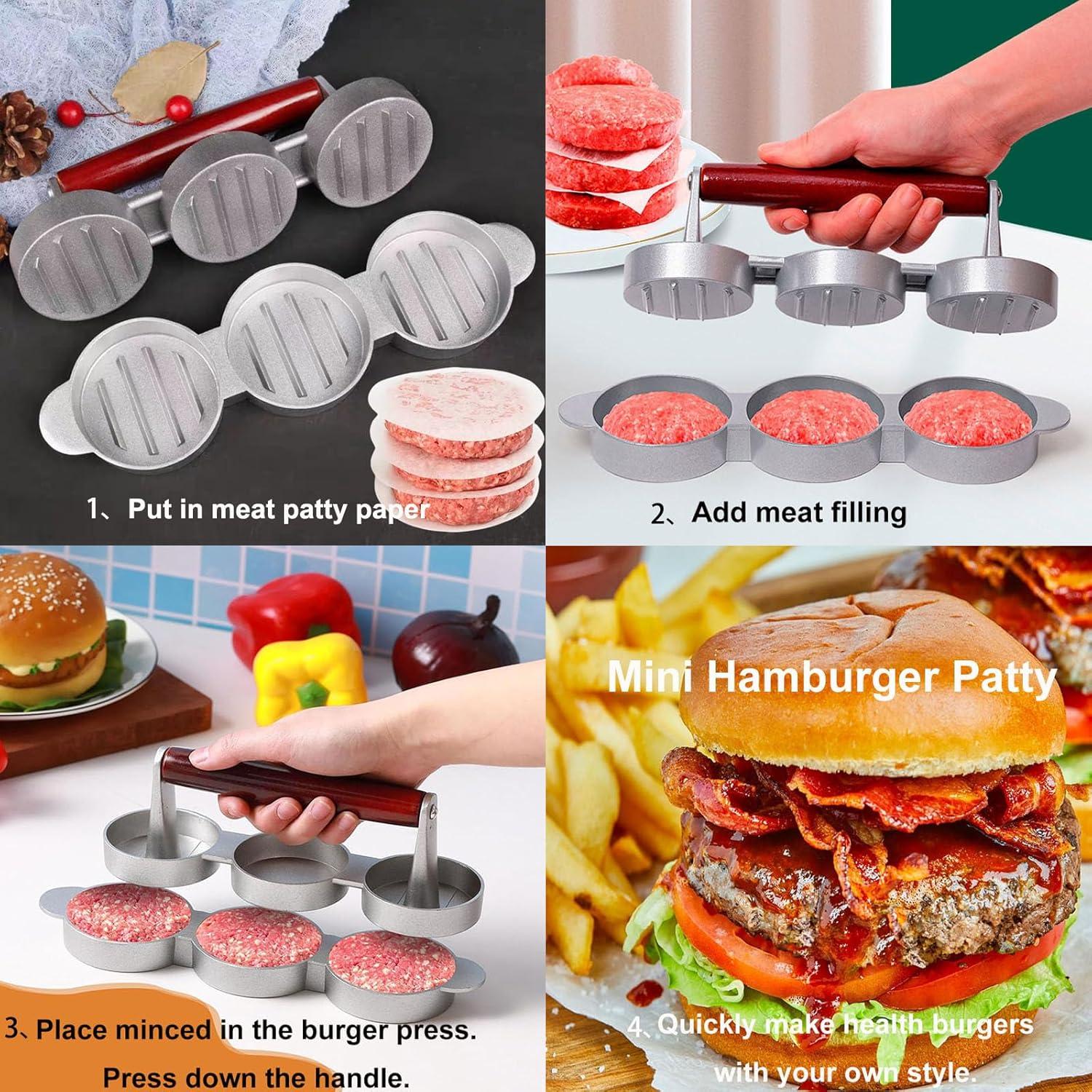 Mini Prensa de Hamburguesas HERMARM 3 Moldes 6.6 cm Antiadherente