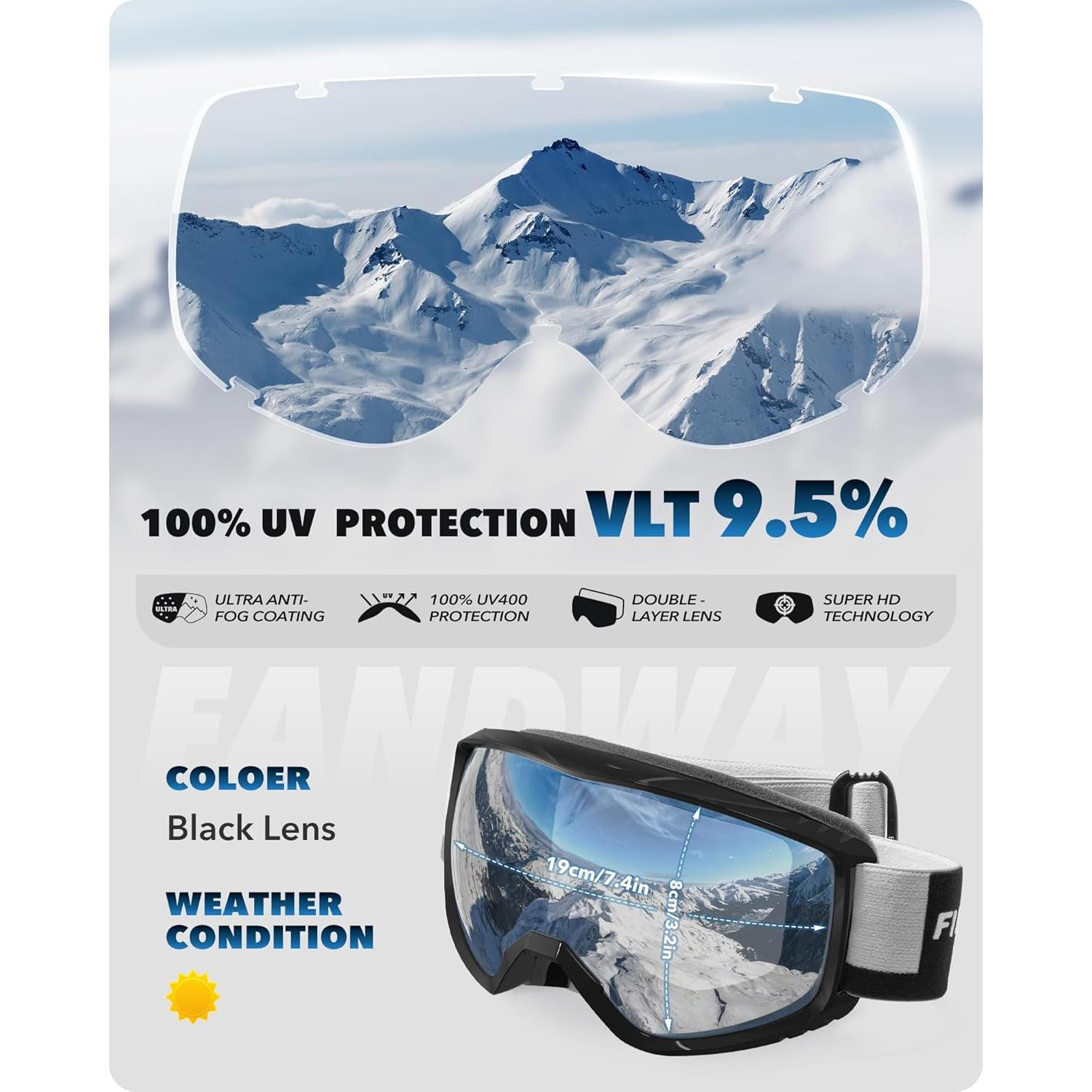 Gafas de Esquí OTG Findway - Protección UV 100% y Anti-vaho