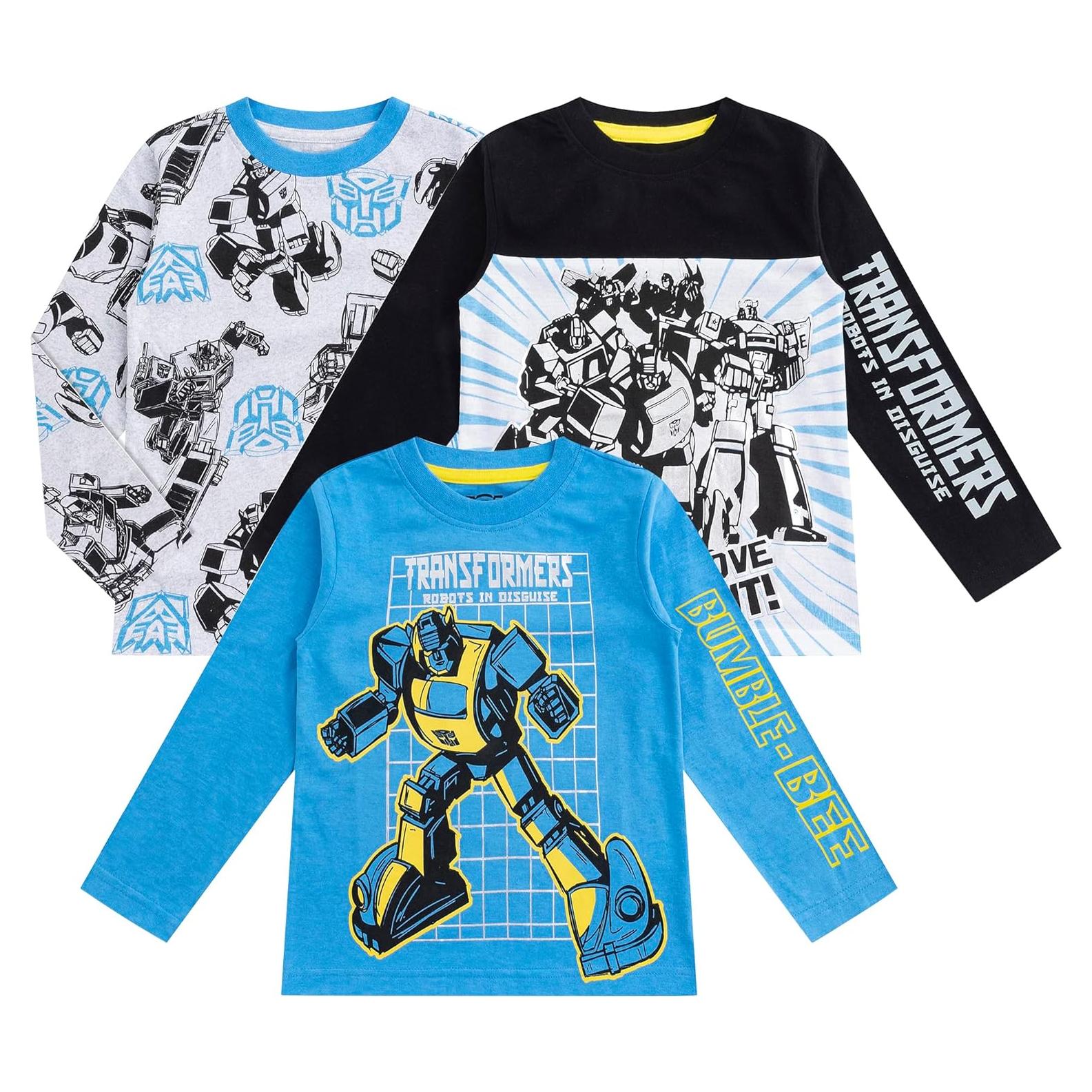 Camisetas de Manga Larga Transformers Hasbro 3 Paquete Niños