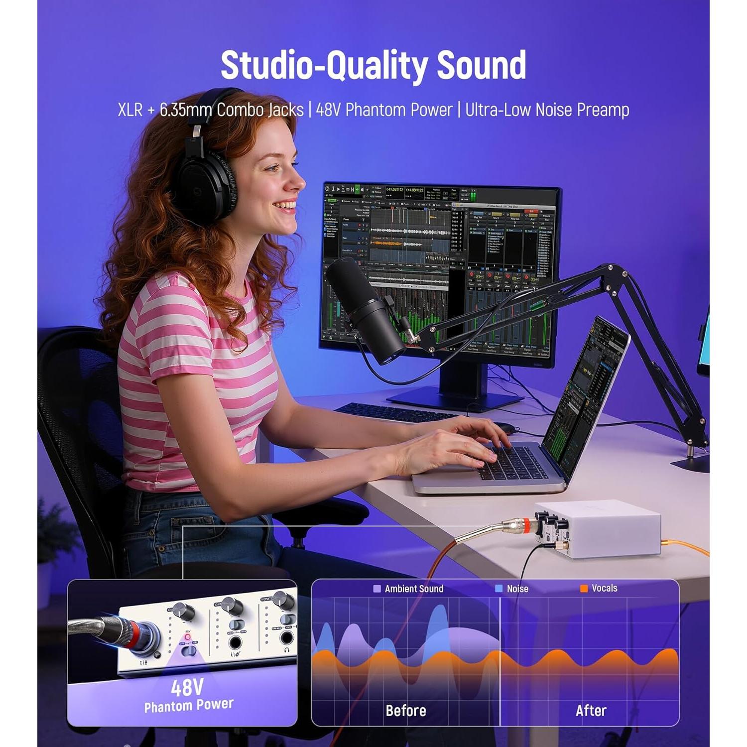 Interfaz de Audio USB C Synido Solo 24bit 48kHz Plata