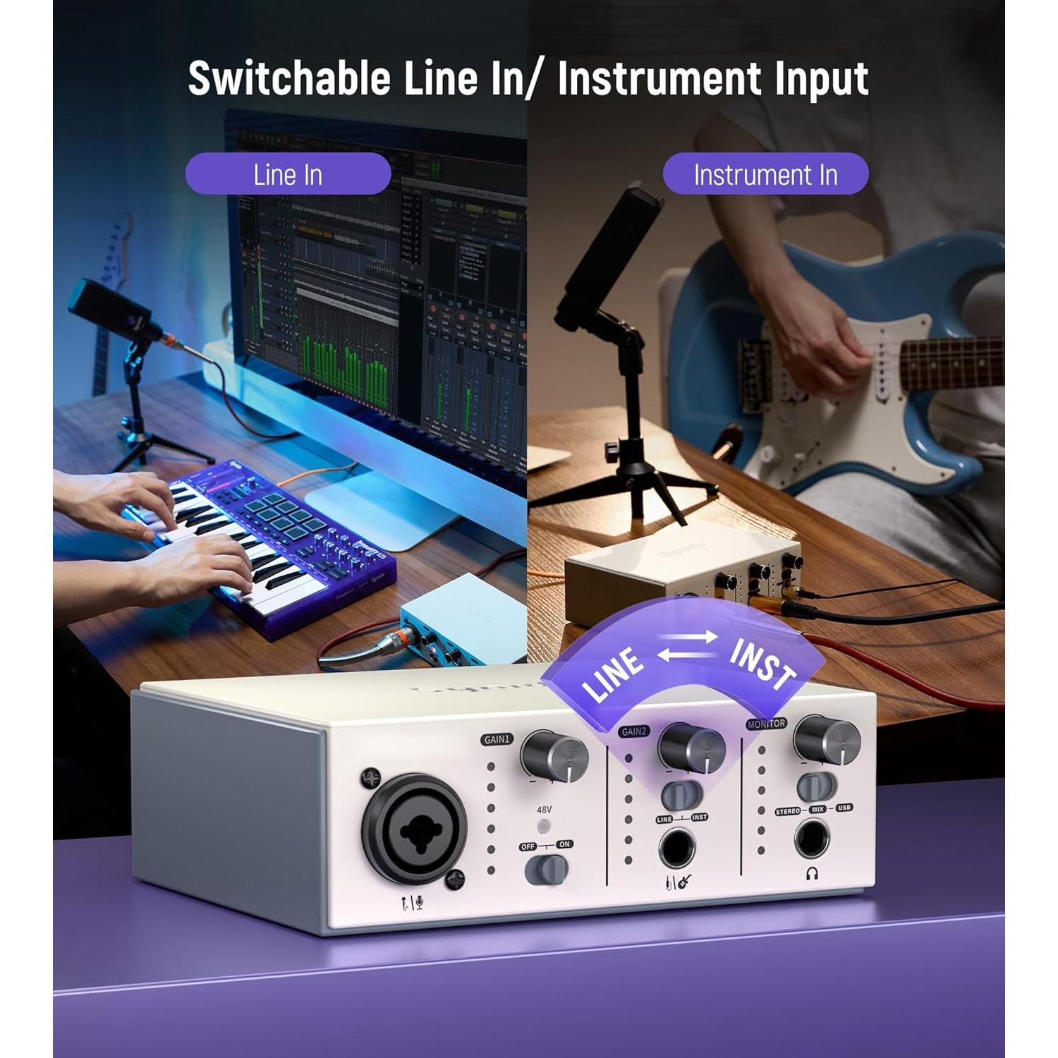 Interfaz de Audio USB C Synido Solo 24bit 48kHz Plata