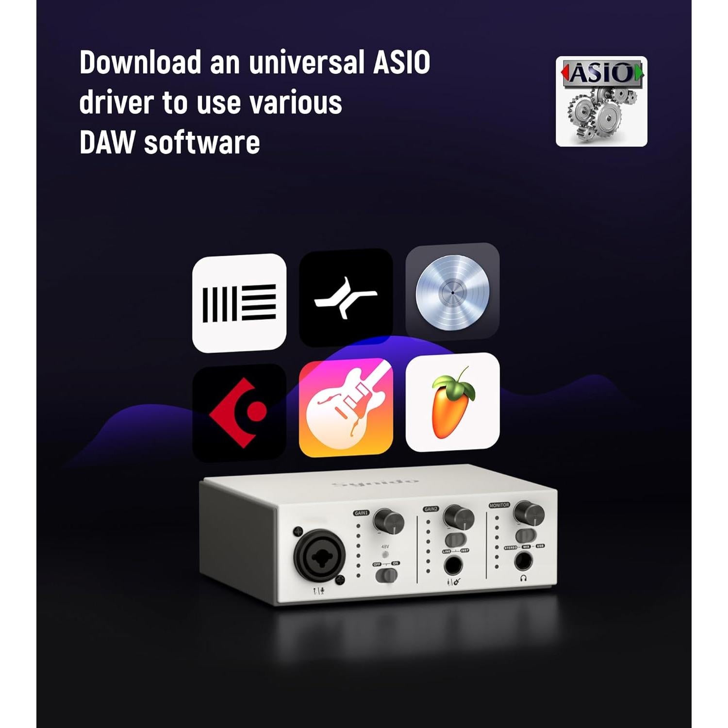 Interfaz de Audio USB C Synido Solo 24bit 48kHz Plata