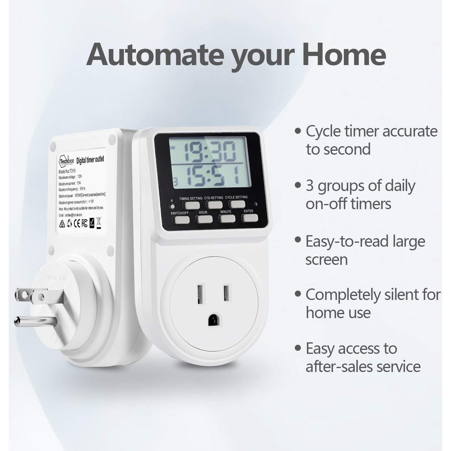 Temporizador Digital Programable Techbee 24h 15A 1 Paquete