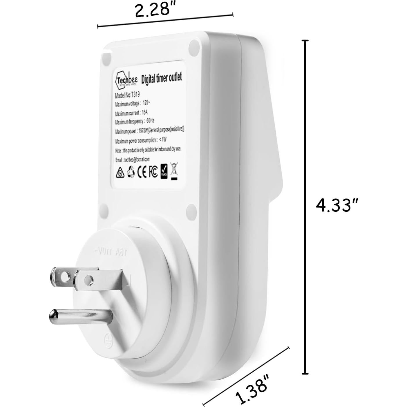 Temporizador Digital Programable Techbee 24h 15A 1 Paquete