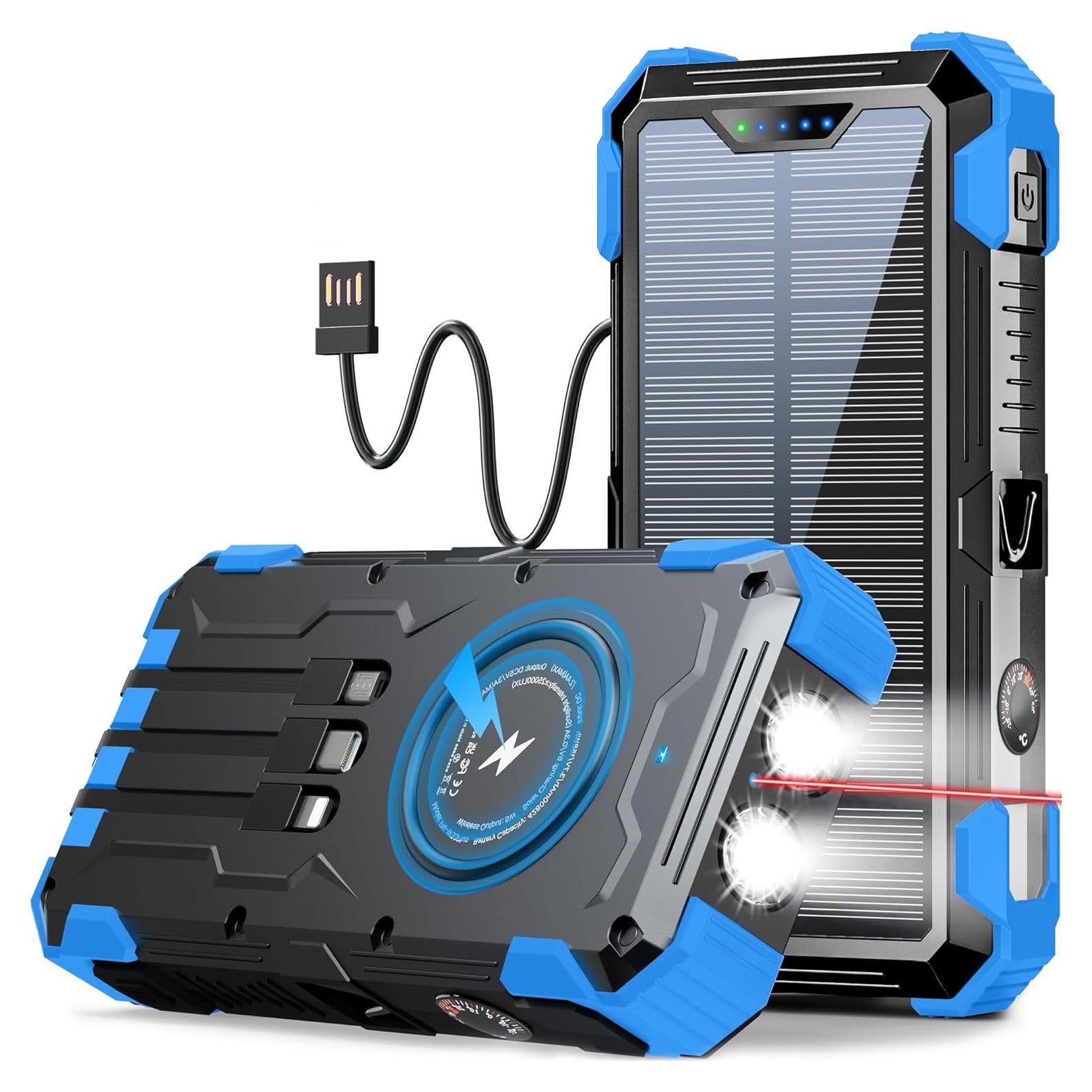 Banco de Energía Solar 42800mAh Cargador Portátil Inalámbrico 15W