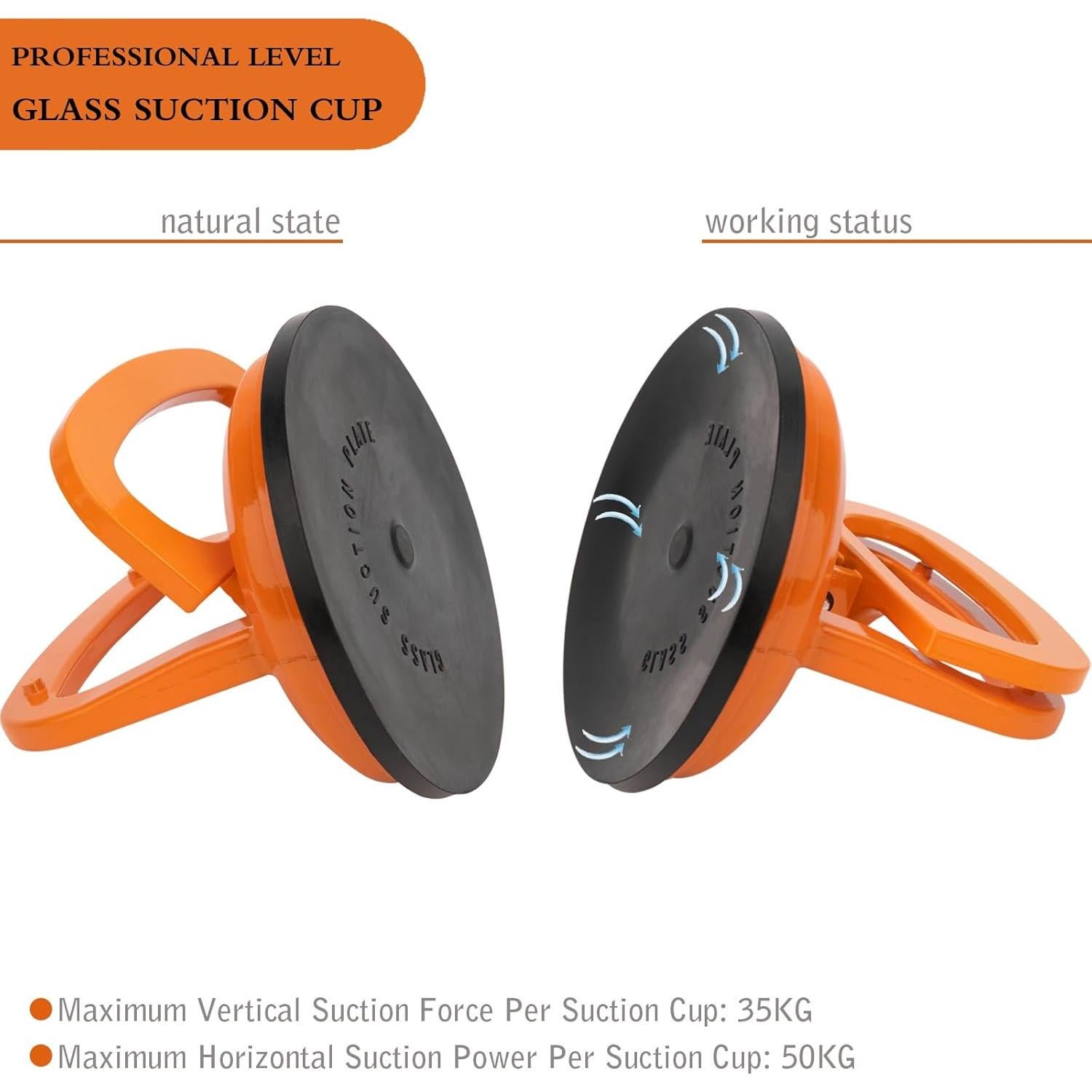 Elevador de Ventosas de Vidrio Aluminio 2Pack 50kg Naranja