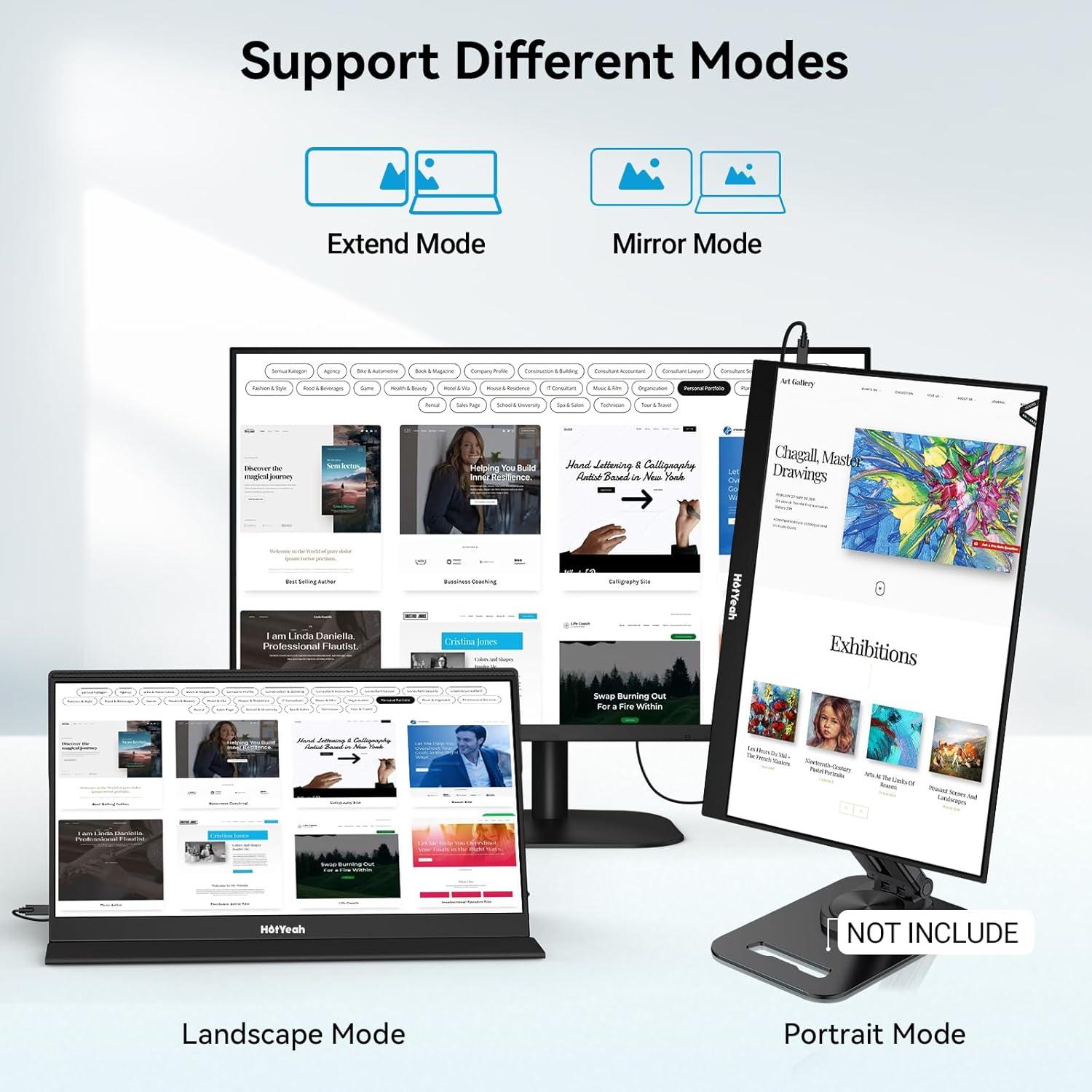 Monitor Táctil Portátil HotYeah 15.6" 1080P USB-C HDMI