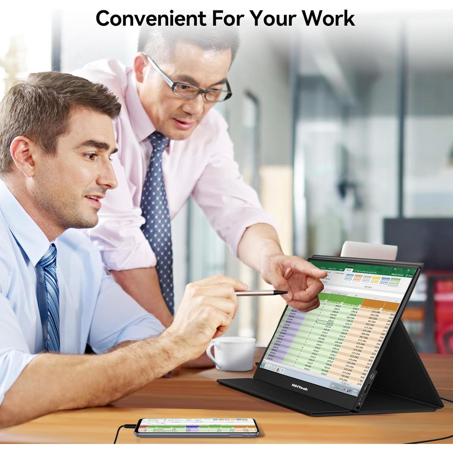 Monitor Táctil Portátil HotYeah 15.6" 1080P USB-C HDMI