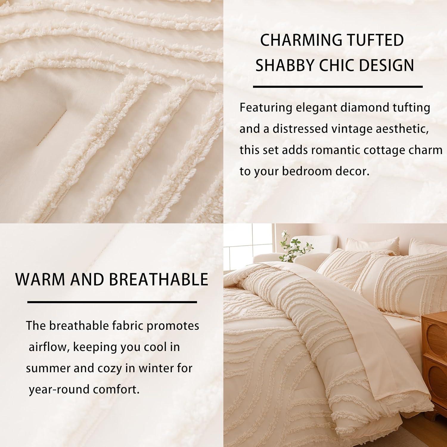 Conjunto de Edredón Beige Nttopship 7 Piezas Tamaño Twin