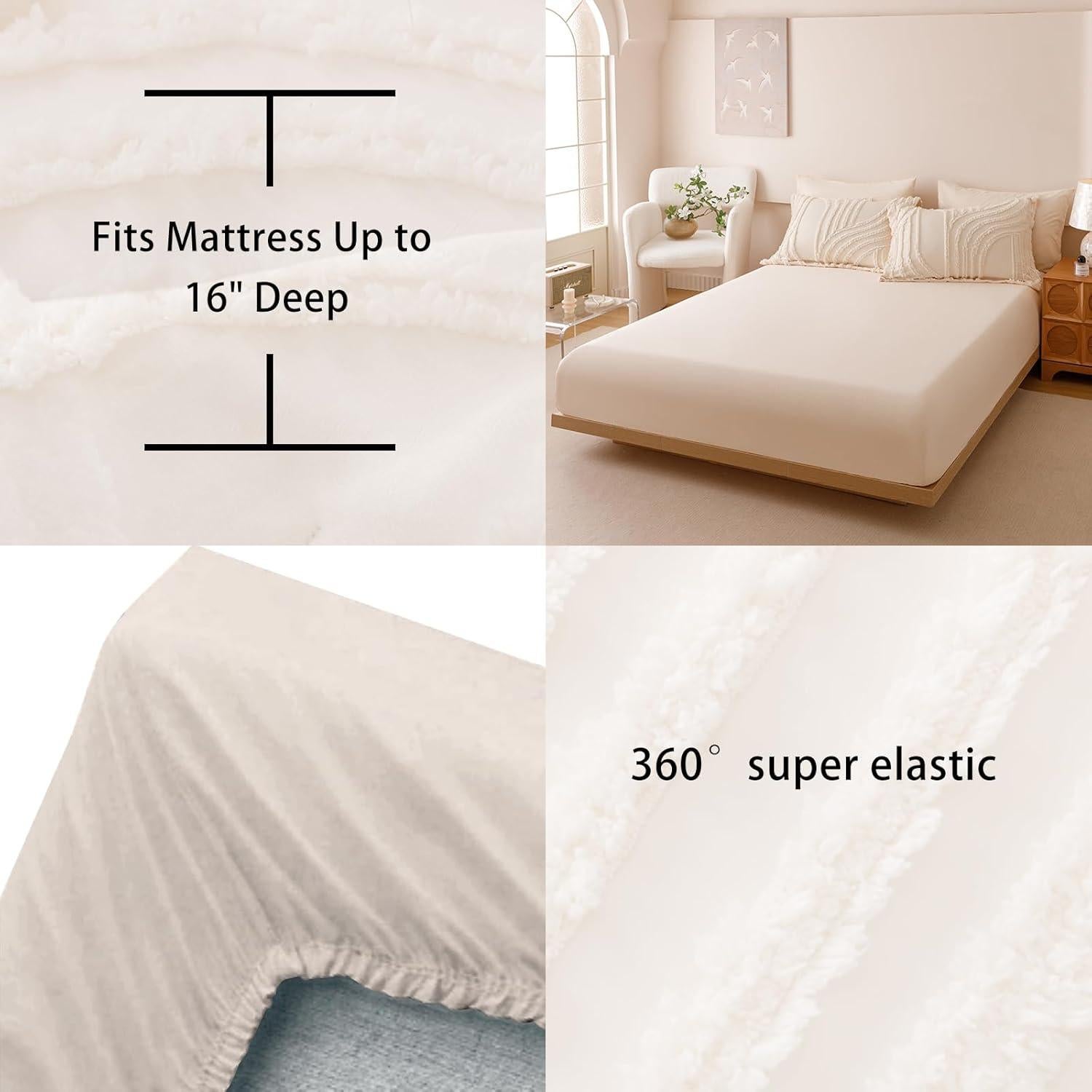 Conjunto de Edredón Beige Nttopship 7 Piezas Tamaño Twin