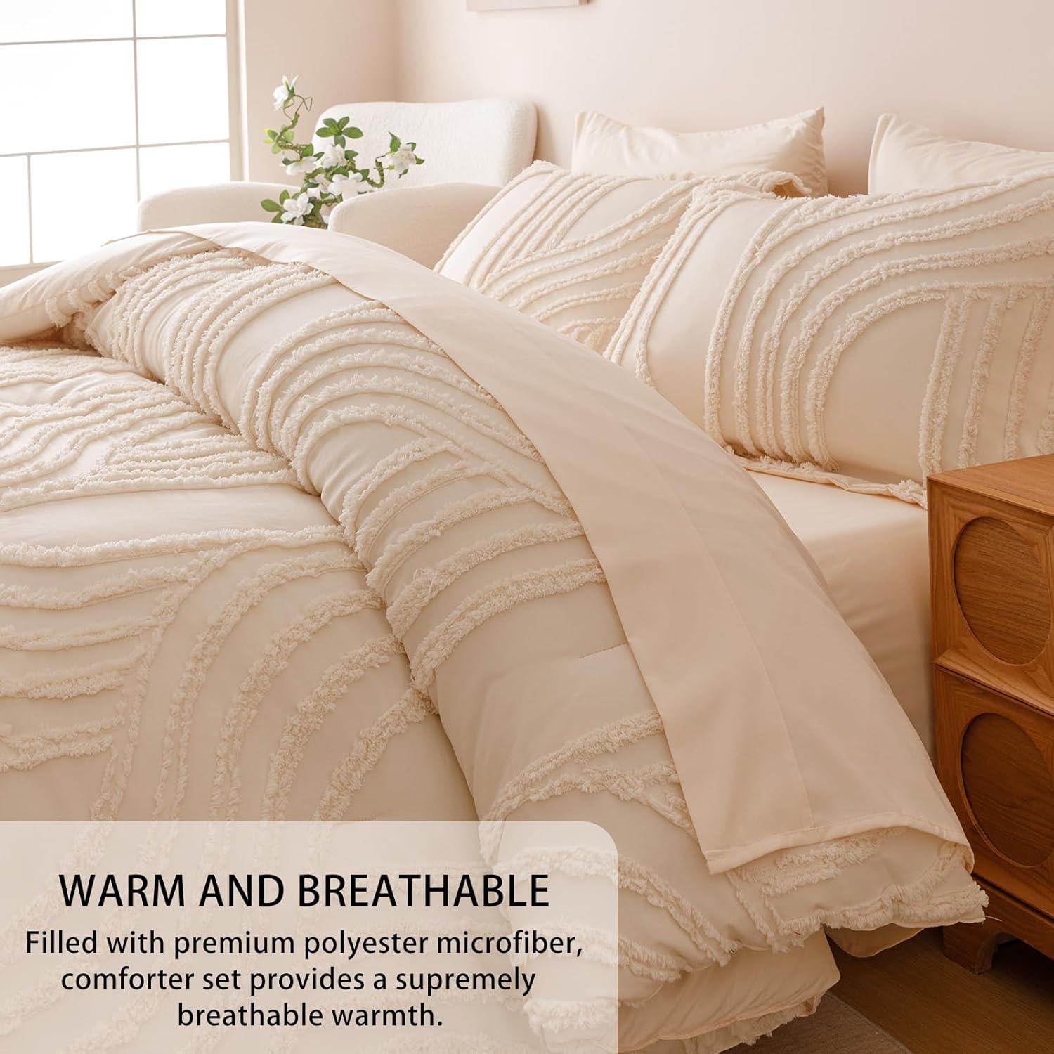 Conjunto de Edredón Beige Nttopship 7 Piezas Tamaño Twin