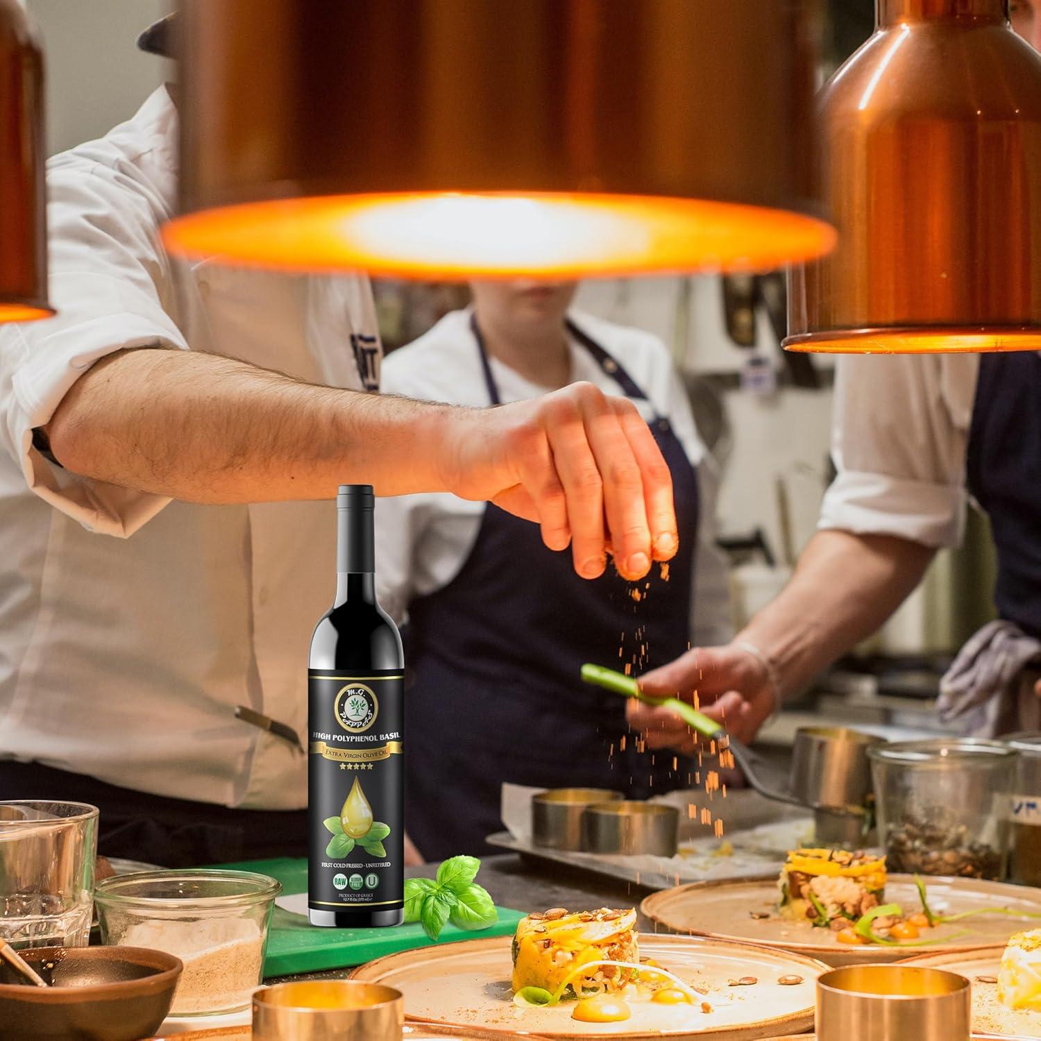 Aceite de Oliva Extra Virgen M.G. PAPPAS Infusionado Albahaca 340g