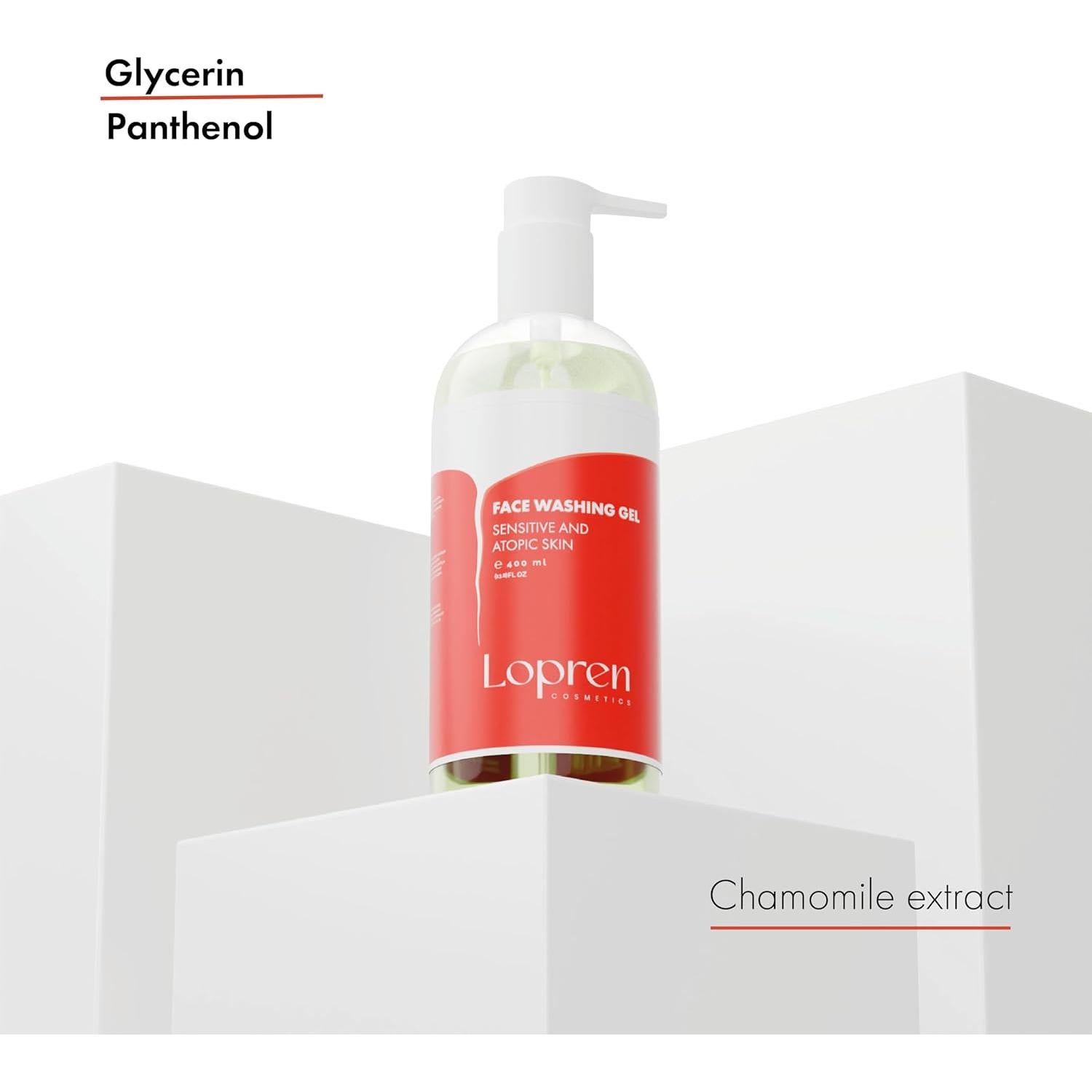 Gel Limpiador Facial Lopren 399.5 ml Piel Sensible Aloe Manzanilla