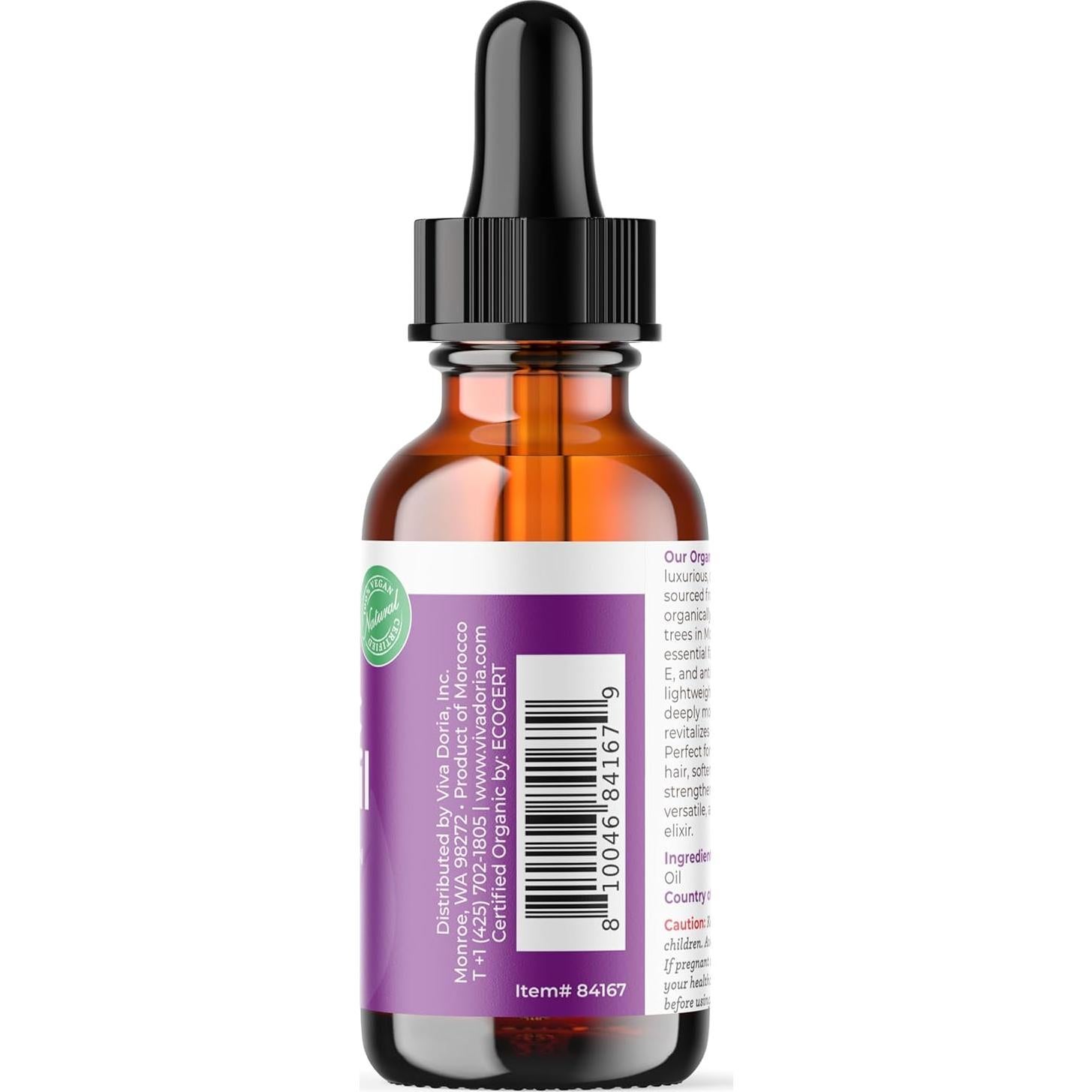 Aceite de Argán Orgánico Viva Doria 29.57 ml - Belleza Natural