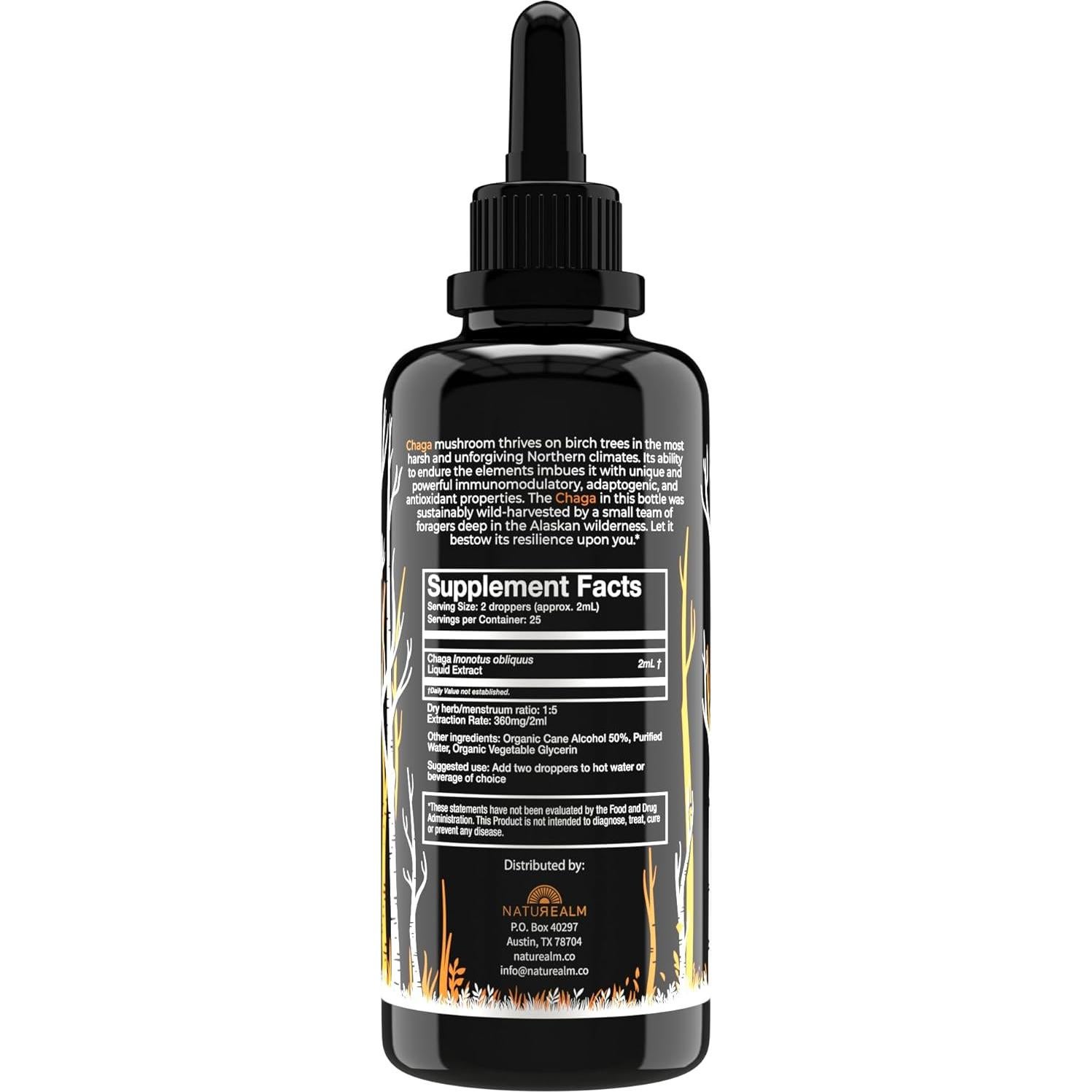 Tintura Líquida de Hongo Chaga Naturealm 50 ml - Vegano, Inmunidad