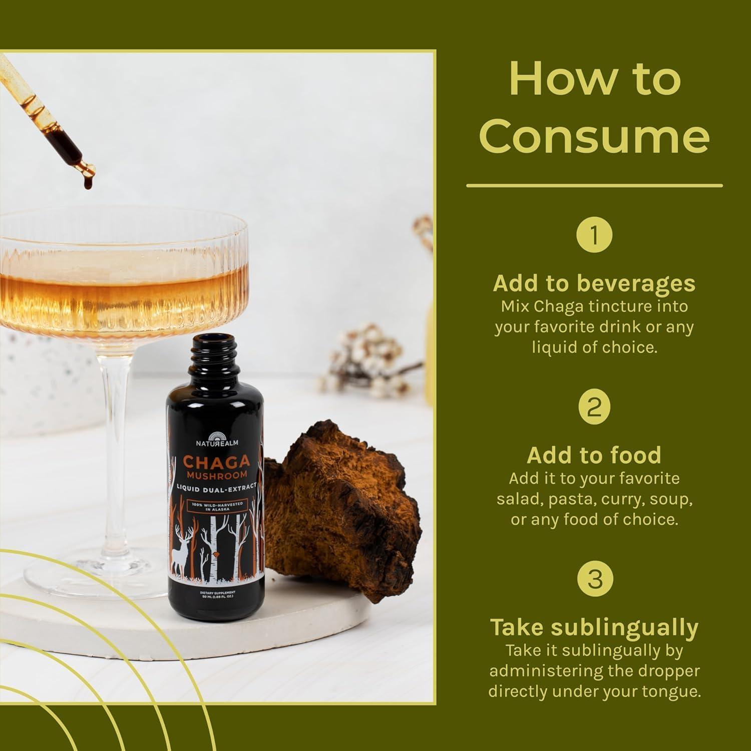 Tintura Líquida de Hongo Chaga Naturealm 50 ml - Vegano, Inmunidad