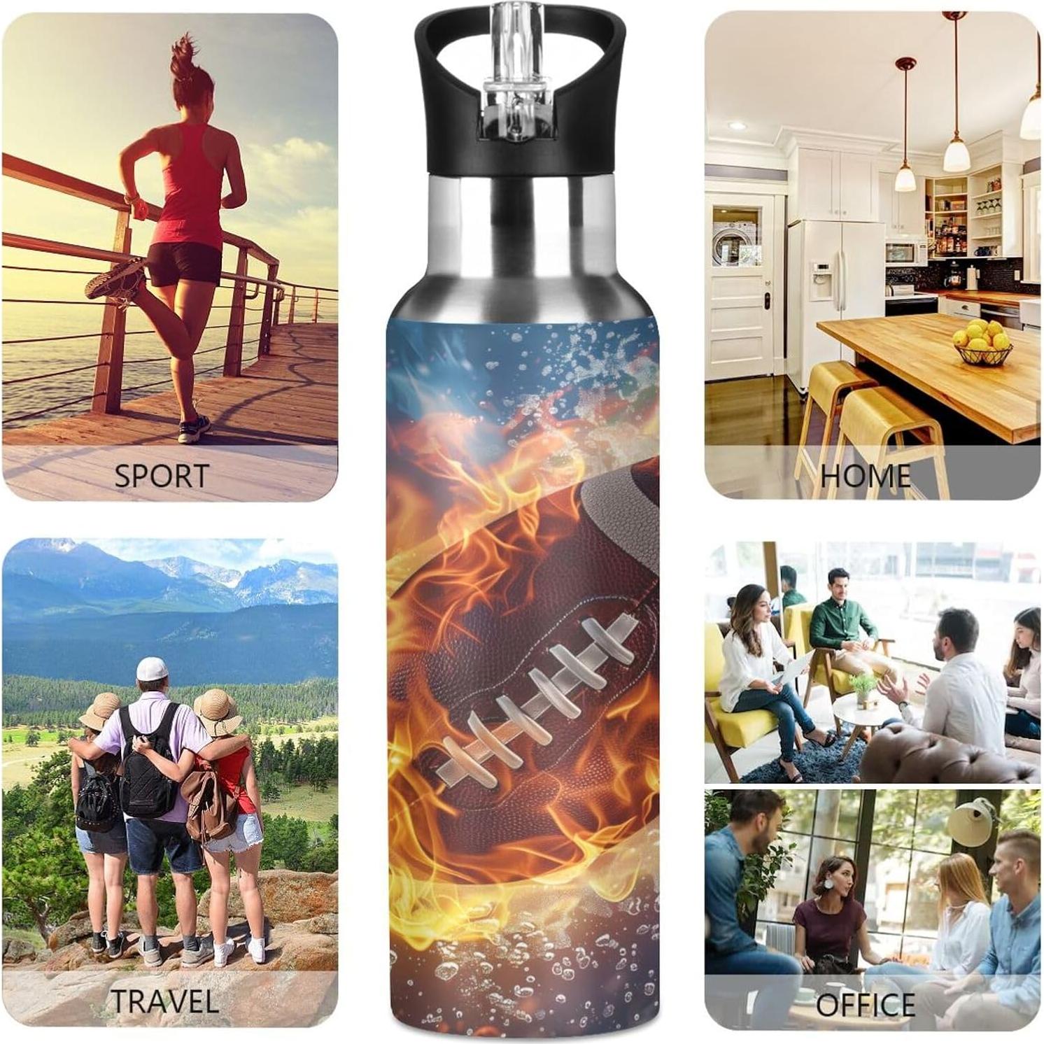 Botella de Agua Aislada WEVIBOFU 600 ml con Tapa de Pajita