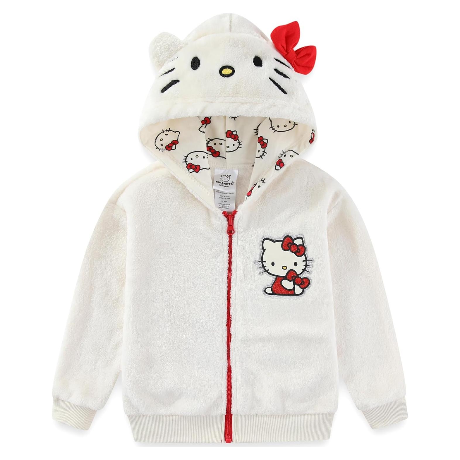 Sudadera con cremallera Hello Kitty beige para niñas grandes