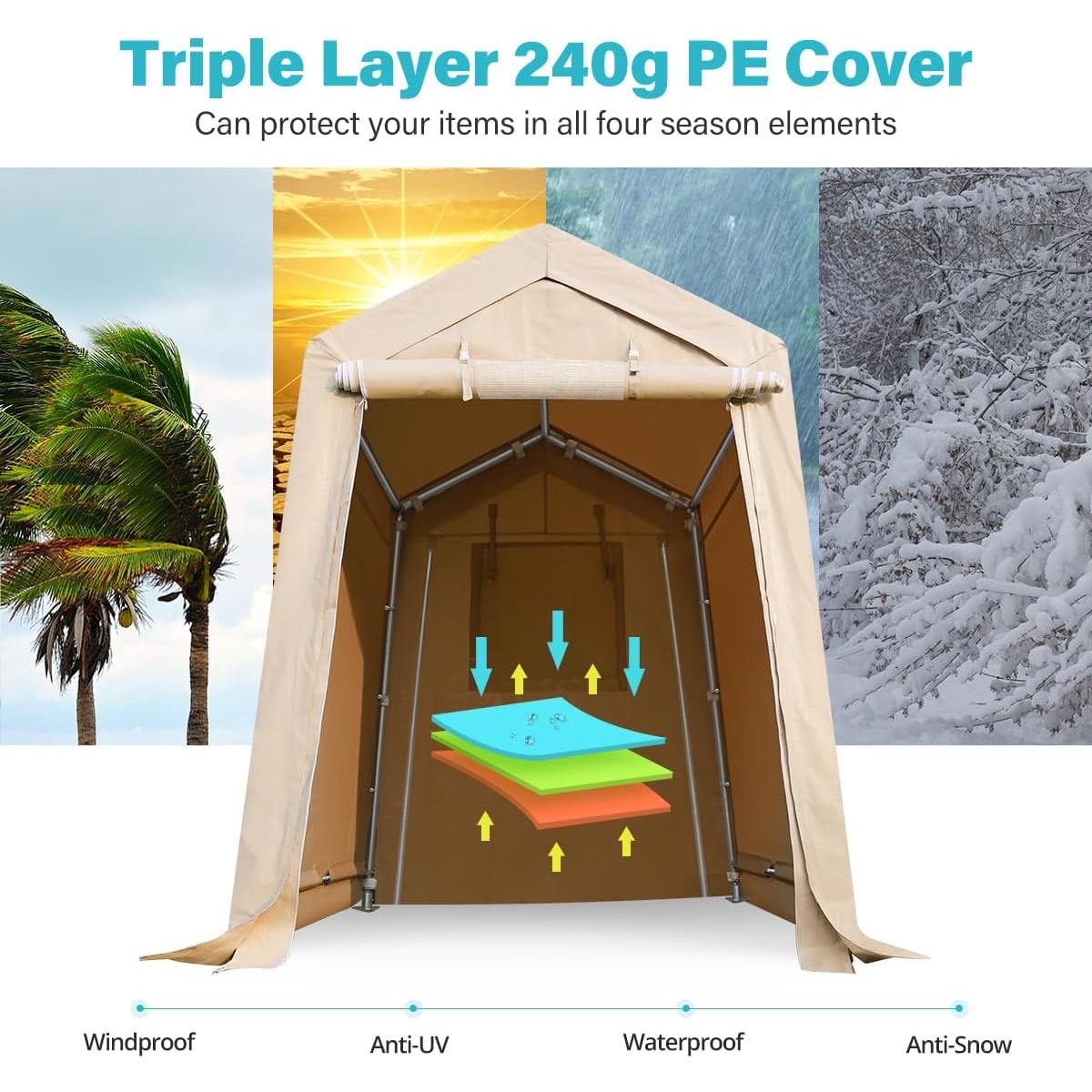 Refugio Portátil Beige 1,83x2,44 m con Ventilación