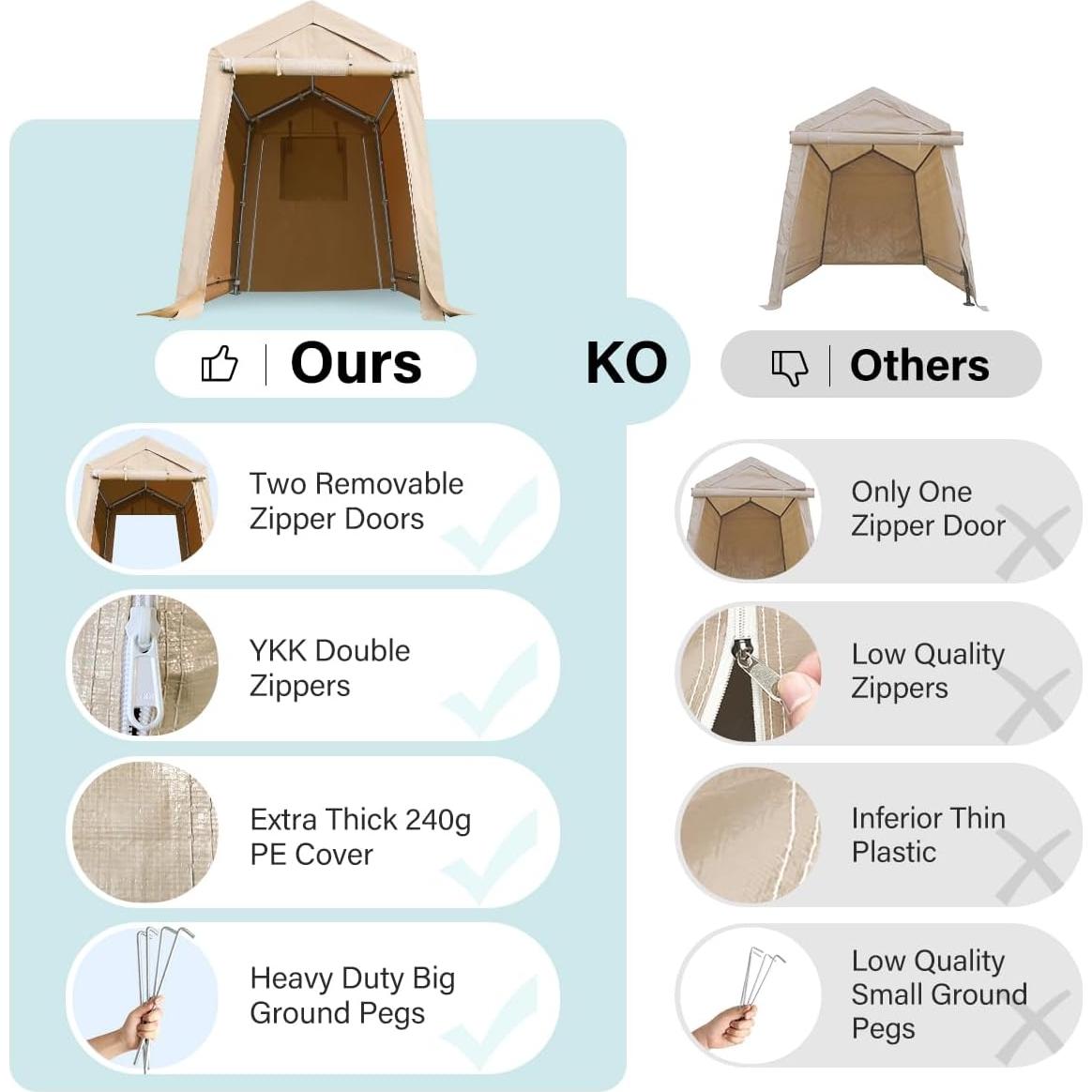 Refugio Portátil Beige 1,83x2,44 m con Ventilación